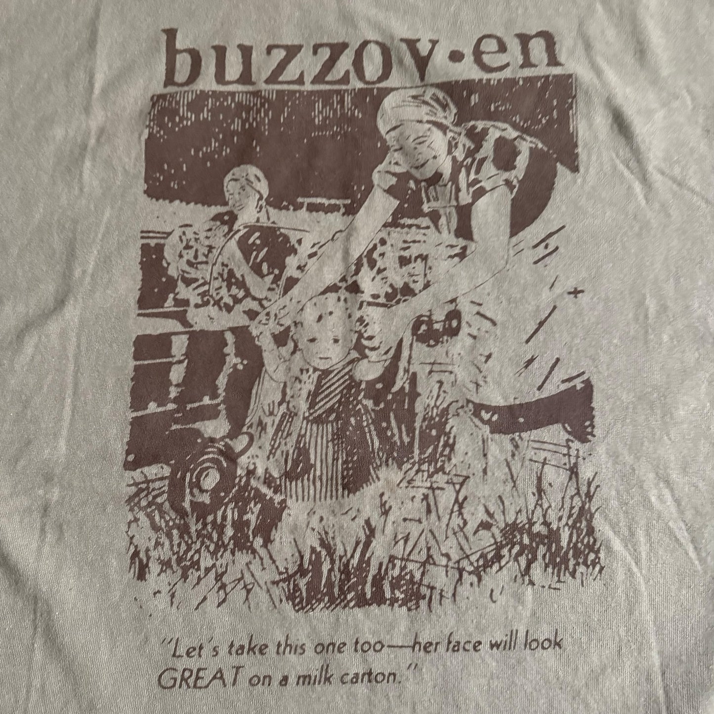 Buzzoven Sludge Band Milk Carton Tan T-Shirt Size XL Buzzov•en Weedeater