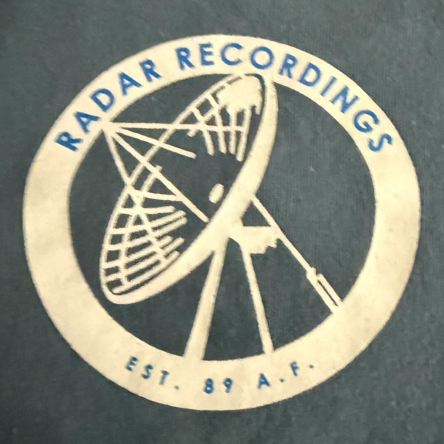 Radar Recordings Record Label Blue Vintage T-Shirt Size M Junius Cancer Conspiracy Constants