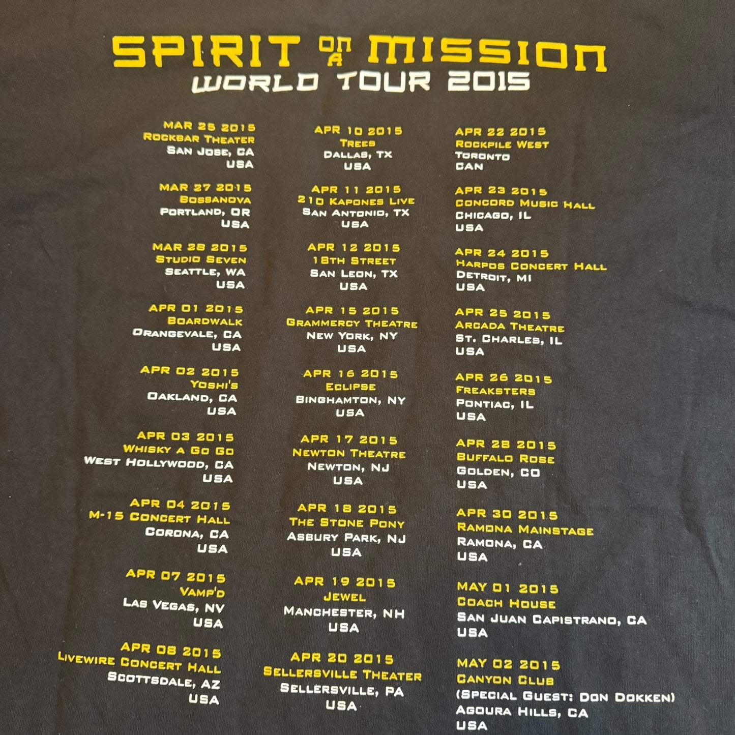 Michael Schenkers Temple Of Rock Band Spirit On A Mission 2015 Tour T-Shirt Size L