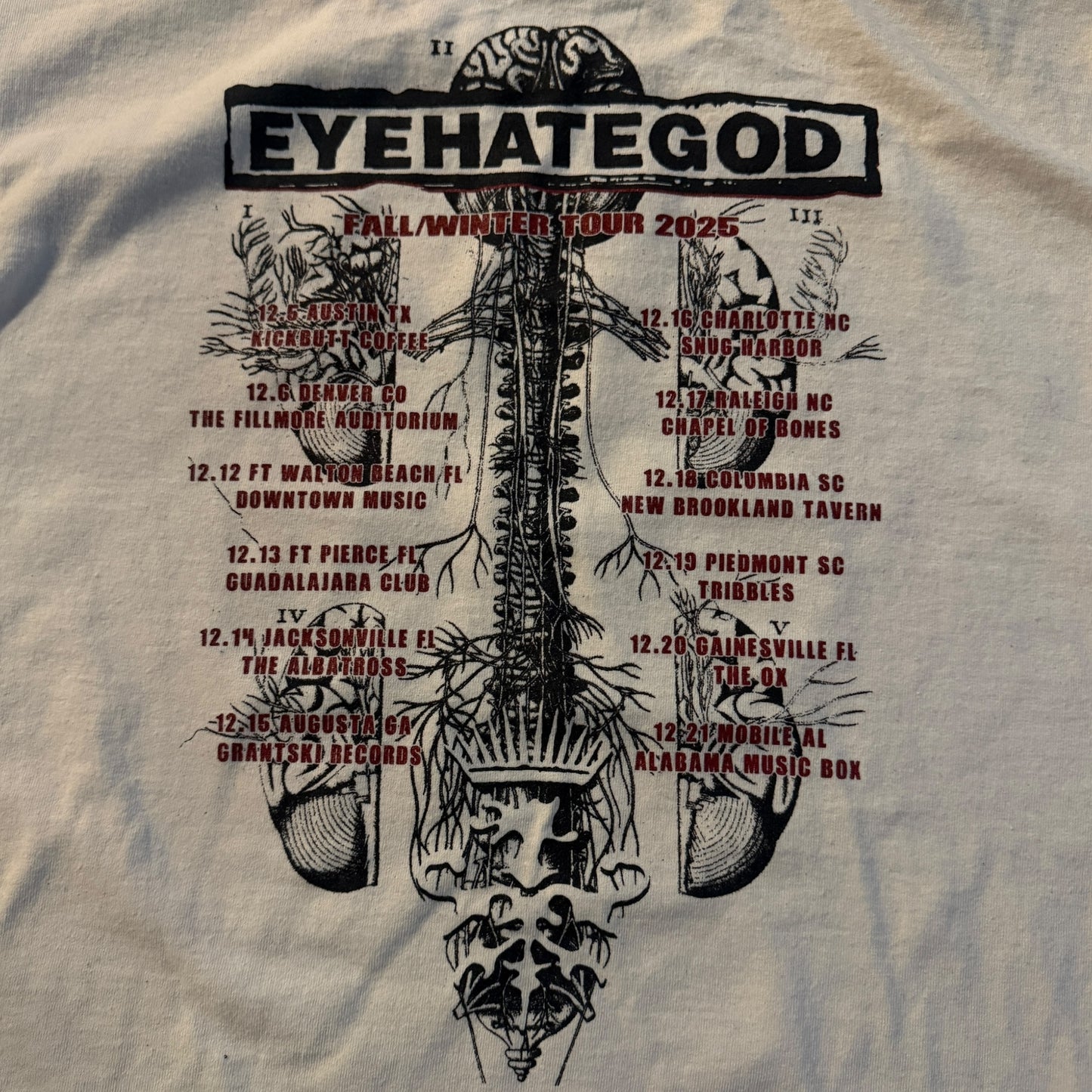 EyeHateGod Band Fall / Winter 2025 Tour White T-Shirt