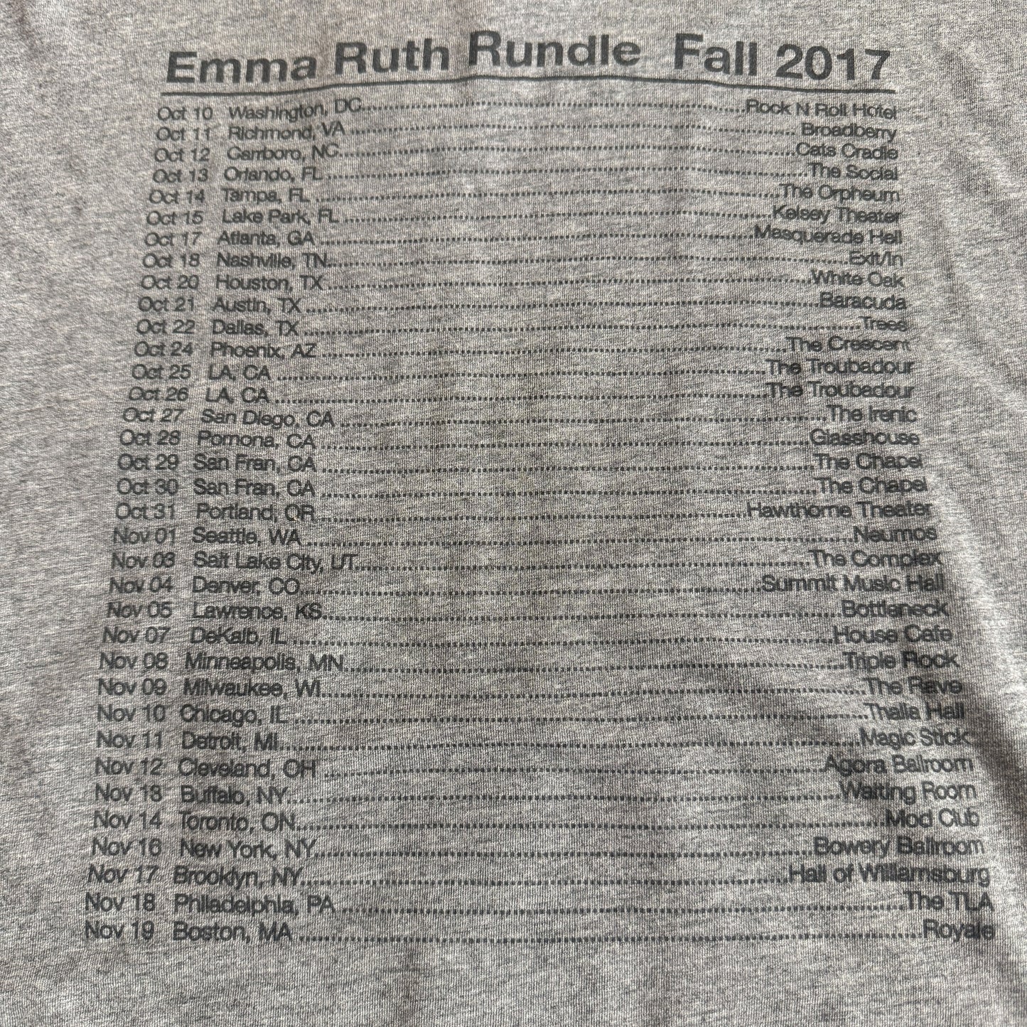Emma Ruth Rundle 2017 Tour Gray T-Shirt Size M Red Sparowes Marriages