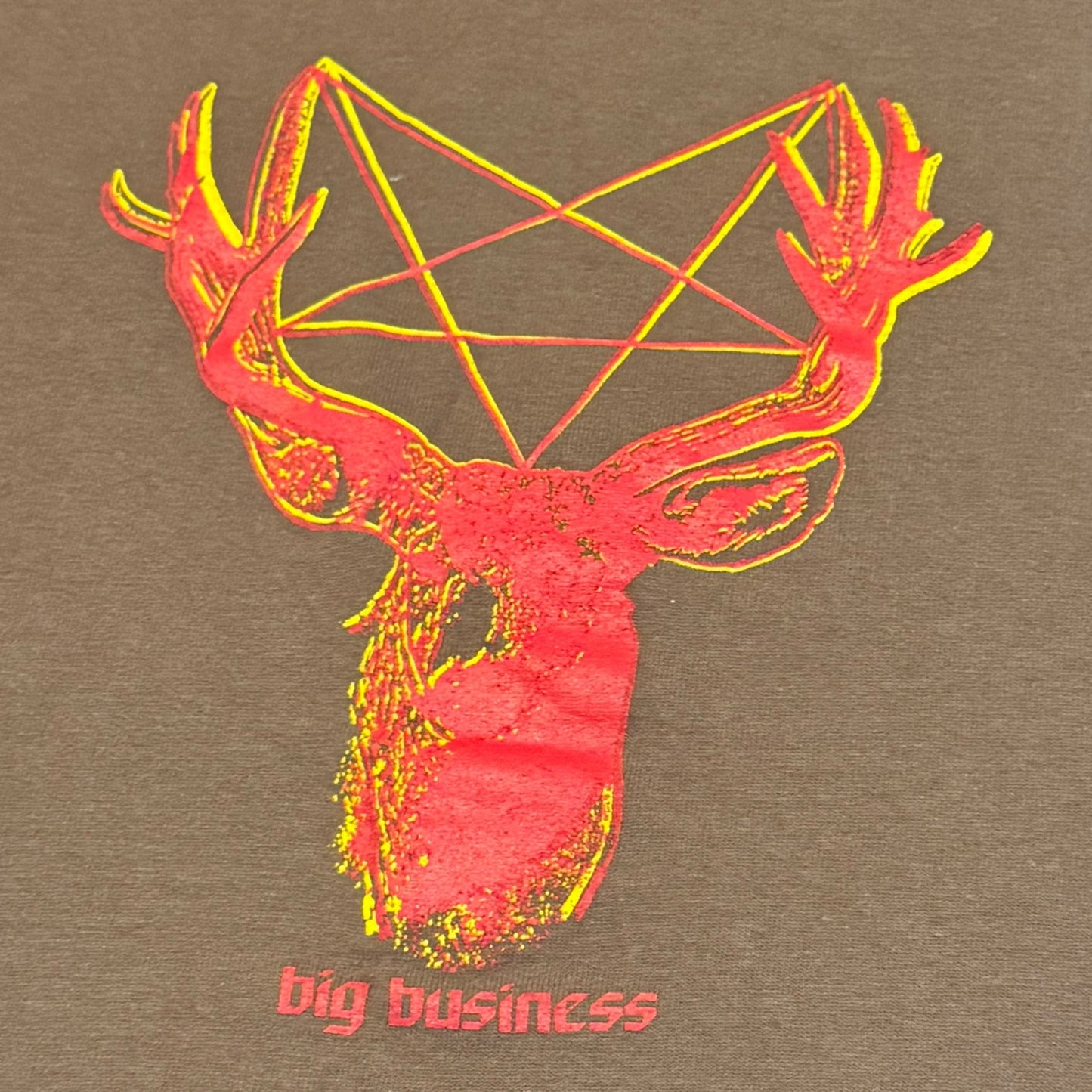 Big Business Band Pentagram Deer Brown Vintage T-Shirt Size M Karp Melvins