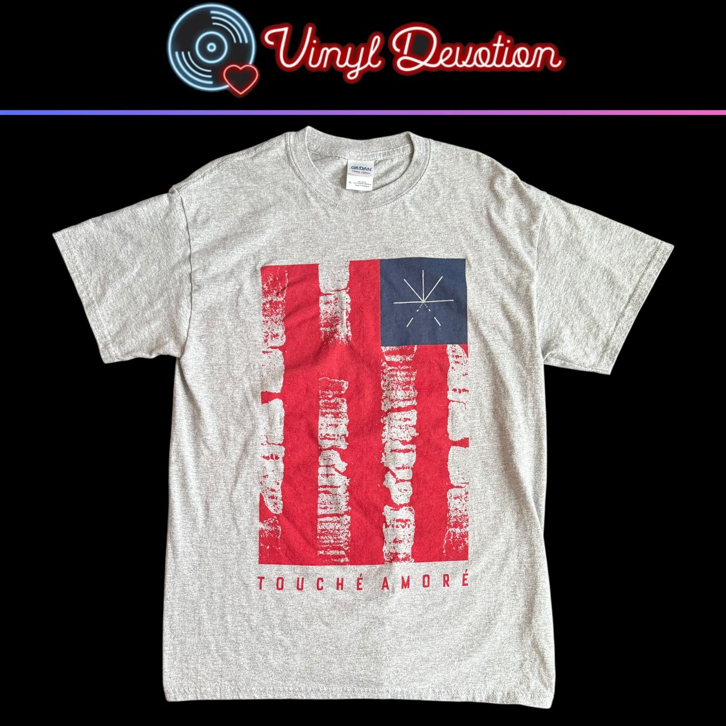 Touché Amoré Band American Flag Gray T-Shirt Size M Touche Amore