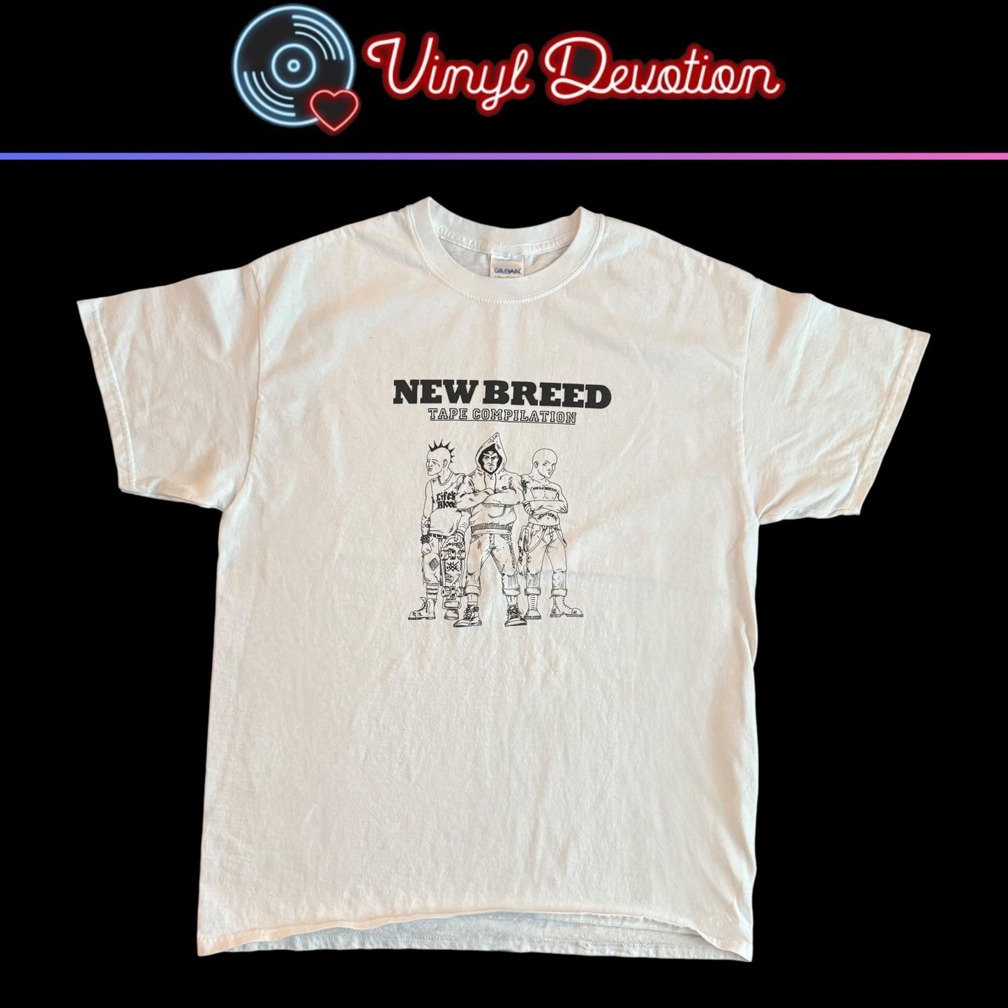 New Breed! Tape Compilation White T-Shirt Size L Outburst Life's Blood Our Gang Uppercut