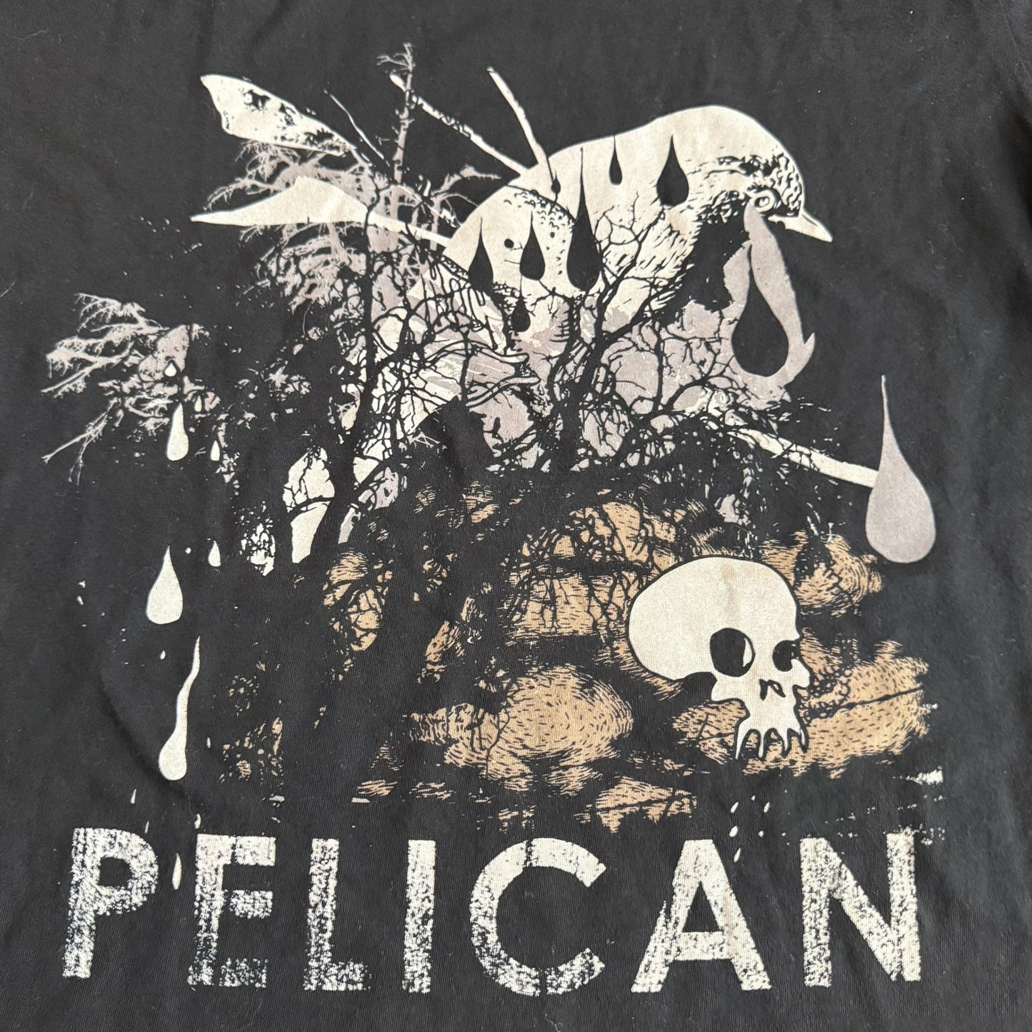 Pelican Band x Robotic Boot Bird + Skull Black T-Shirt Size L