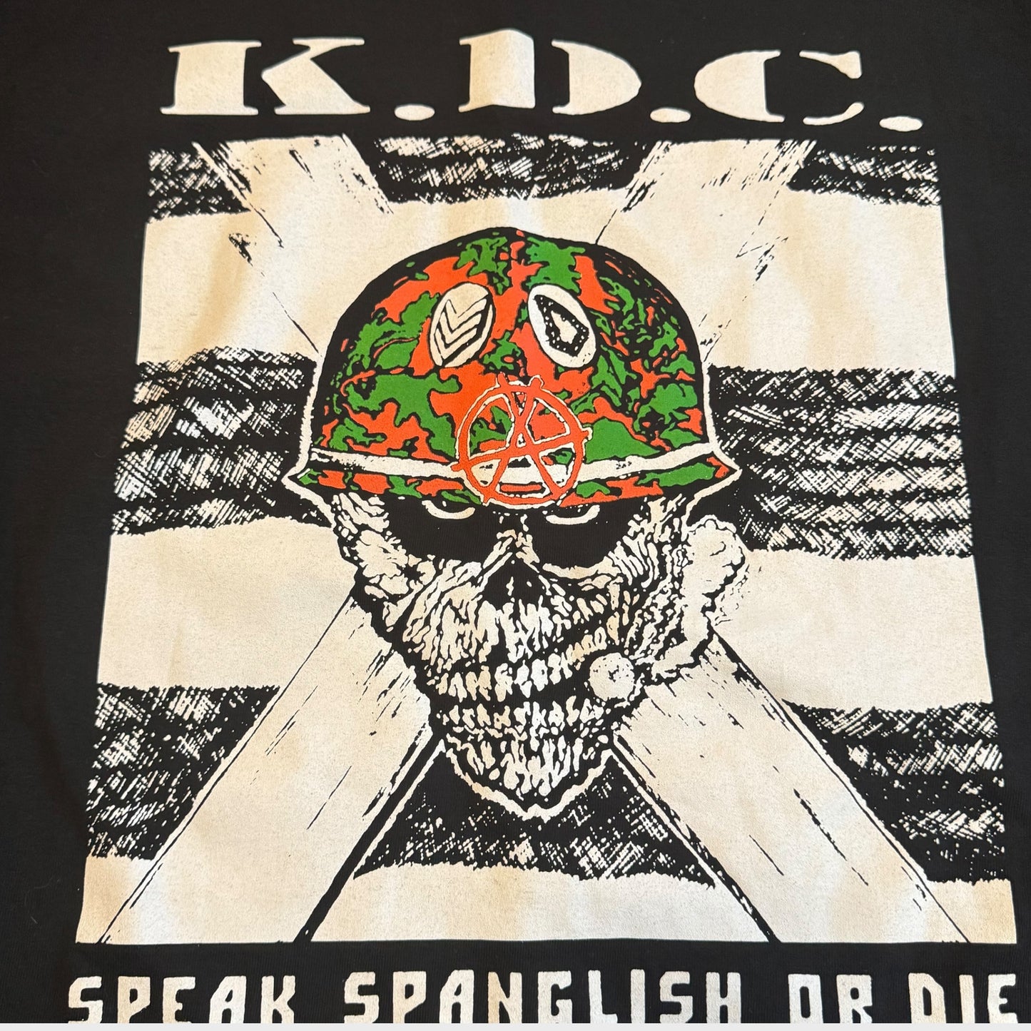 KDC Hardcore Speak Spanglish Or Die SOD Rip Long Sleeve T-Shirt Size XL Puerto Rico