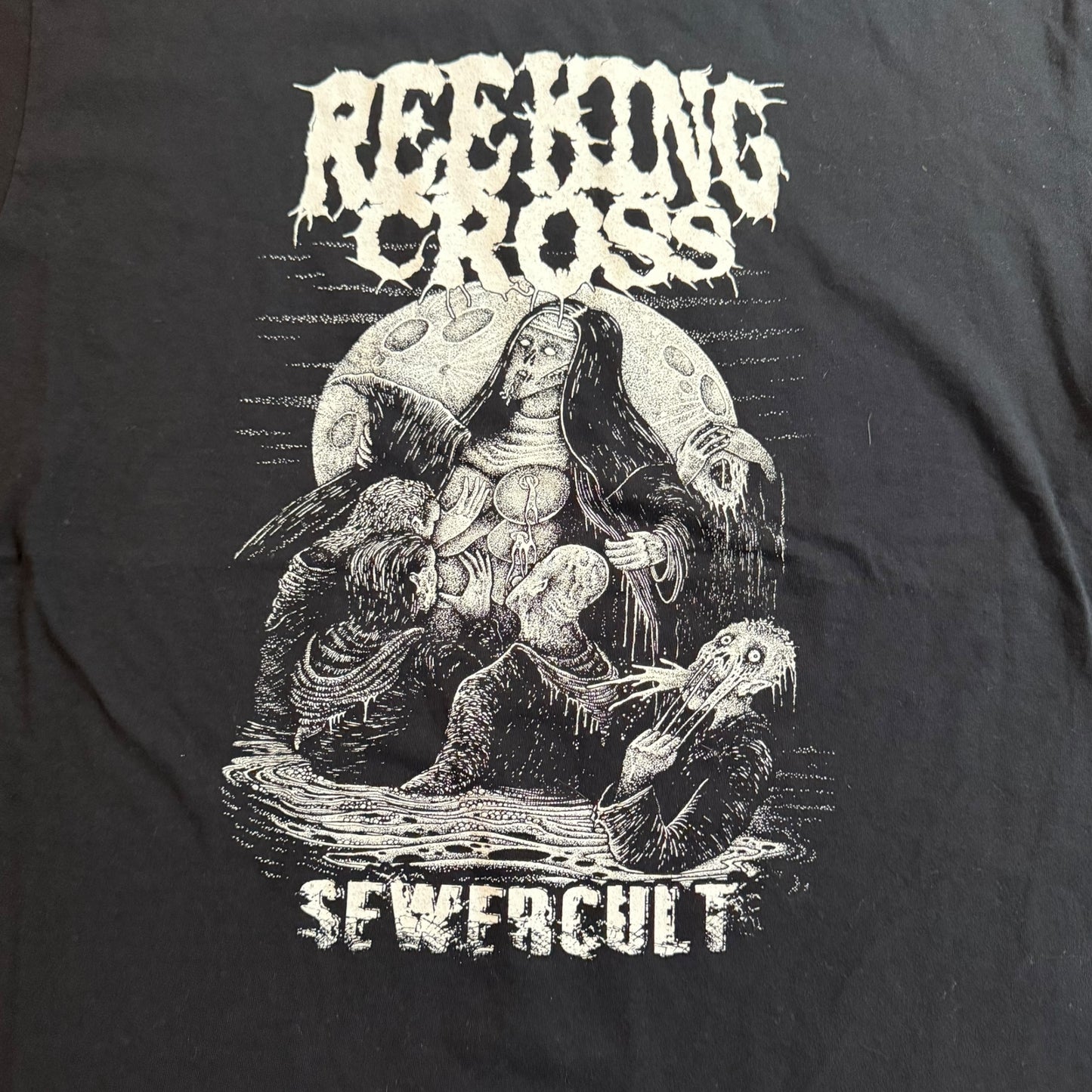 Reeking Cross Noisegrind Band Sewercult T-Shirt Size L Grindcore Sensory Deprivation