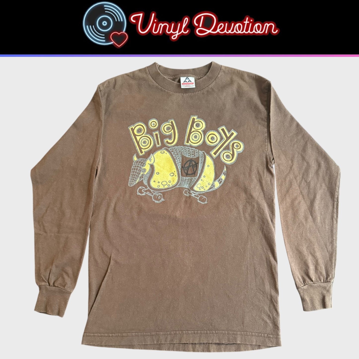 Big Boys Band Gnarmadillo 90s Vintage Brown Long Sleeve T-Shirt Size S