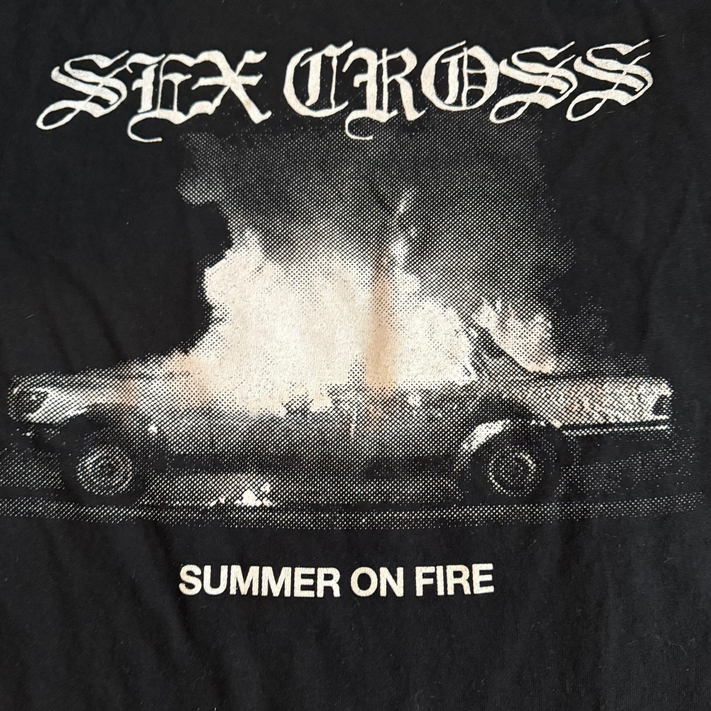 Sex Cross Band Summer On Fire Blue T-Shirt Size XL Old Wounds Goth Rock