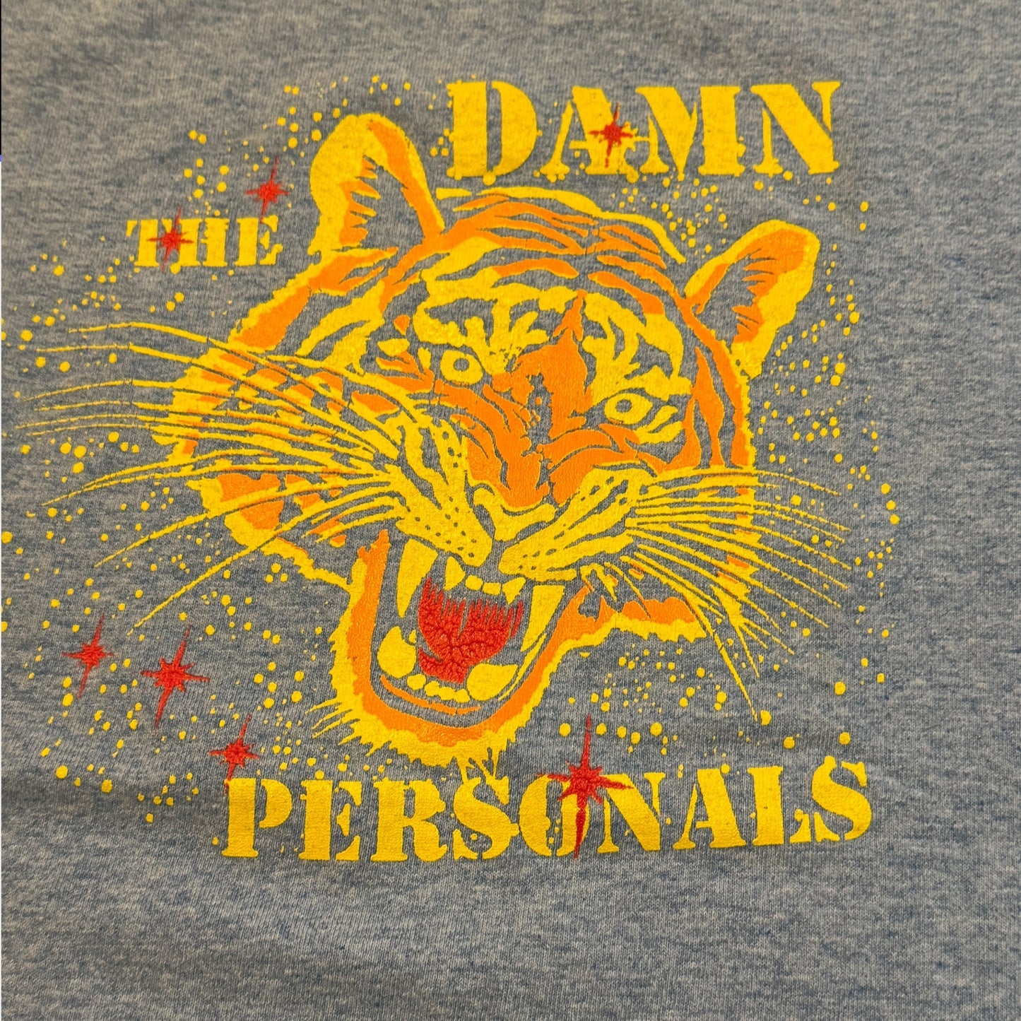 The Damn Personals Band Tiger Light Blue Cut Sleeves Vintage T-Shirt Size M Dirty Pretty Things