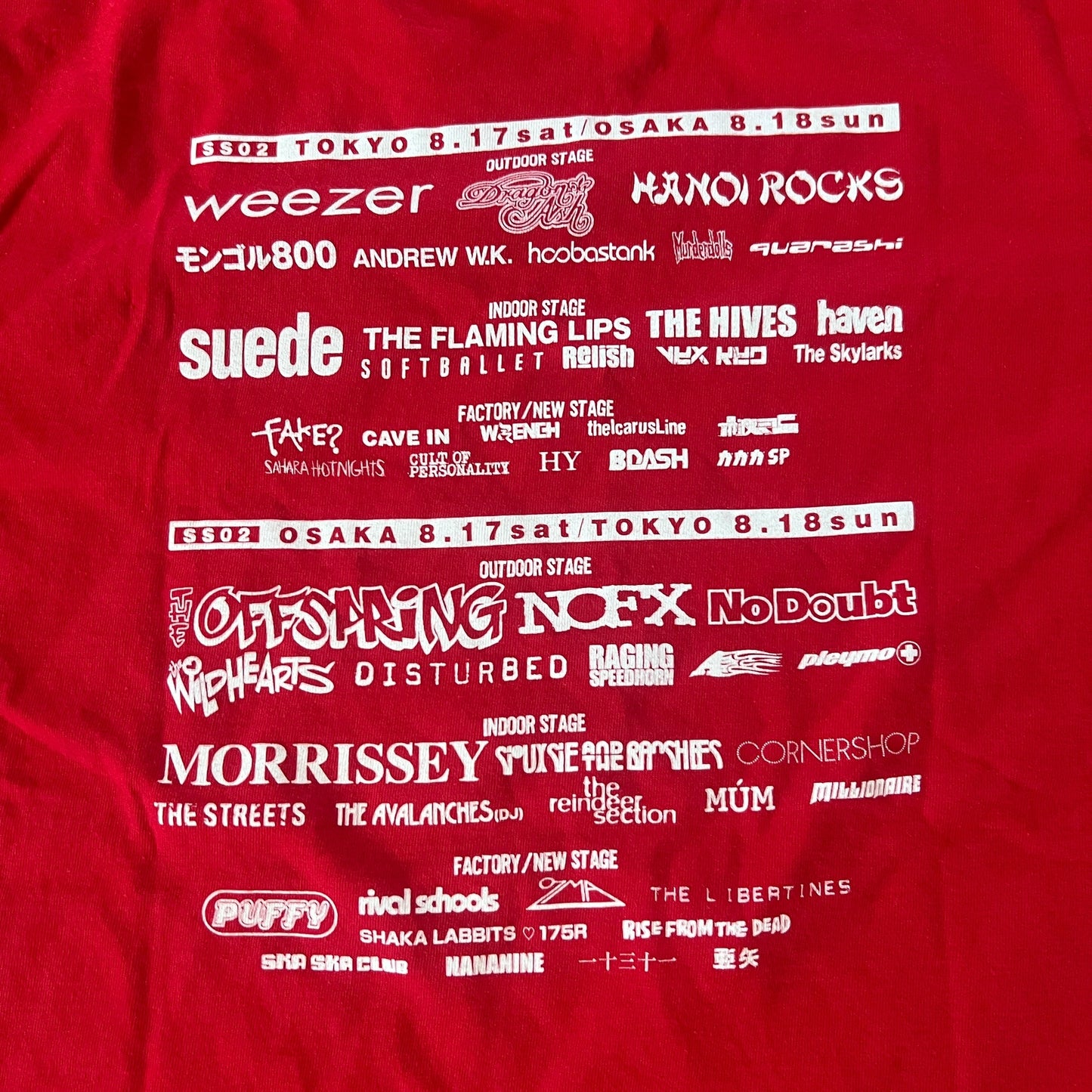 Summer Sonic Music Festival Vintage 2000 Red T-Shirt Size L