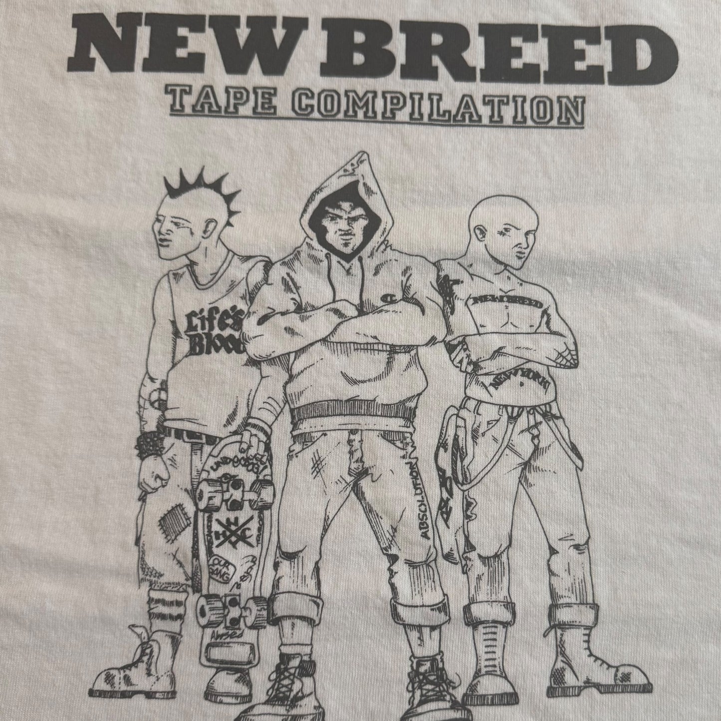 New Breed! Tape Compilation White T-Shirt Size XL Outburst Life's Blood Our Gang Uppercut