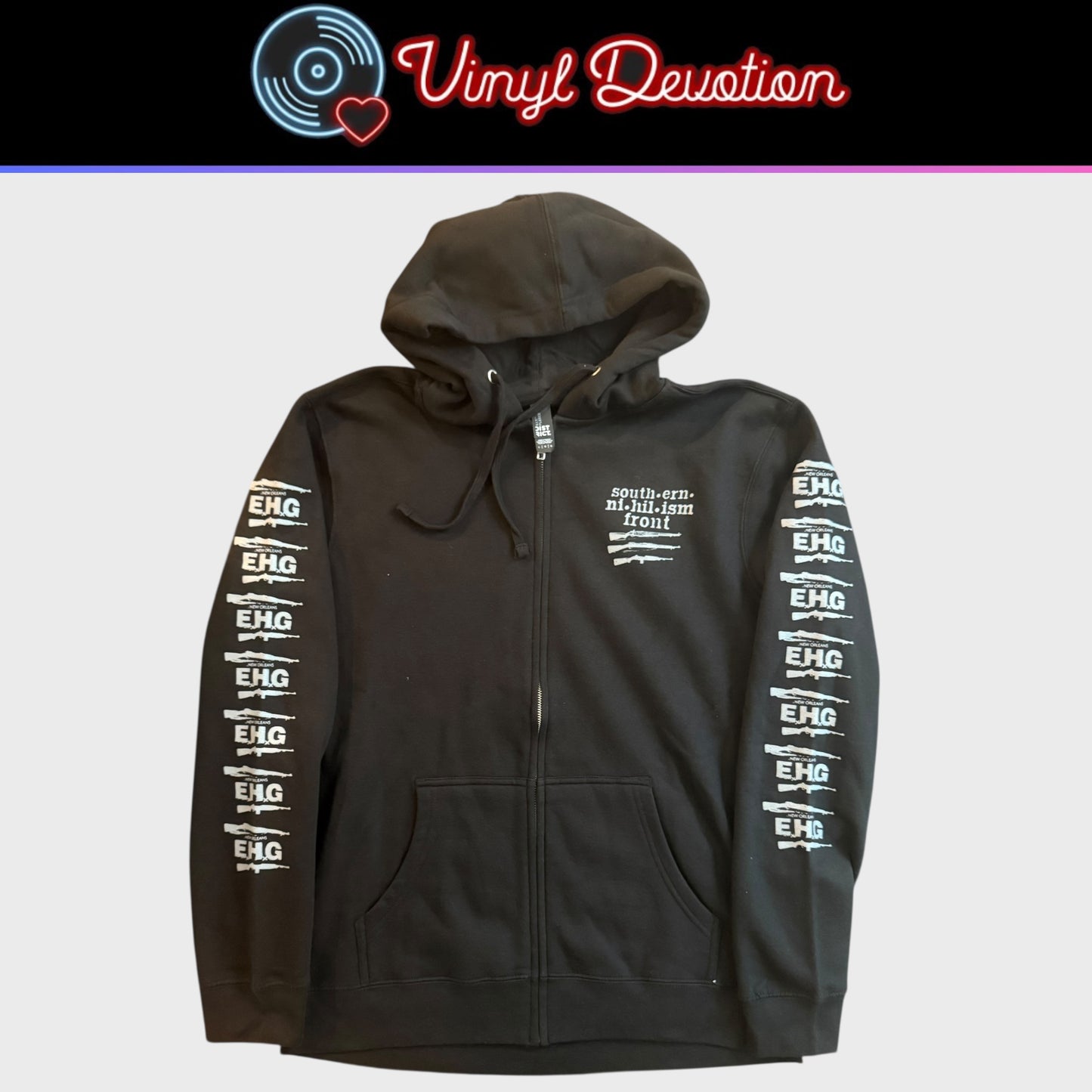 EyeHateGod Band Southern Nihilism Front (Light Gray Print) Zip Up Hoodie Size L