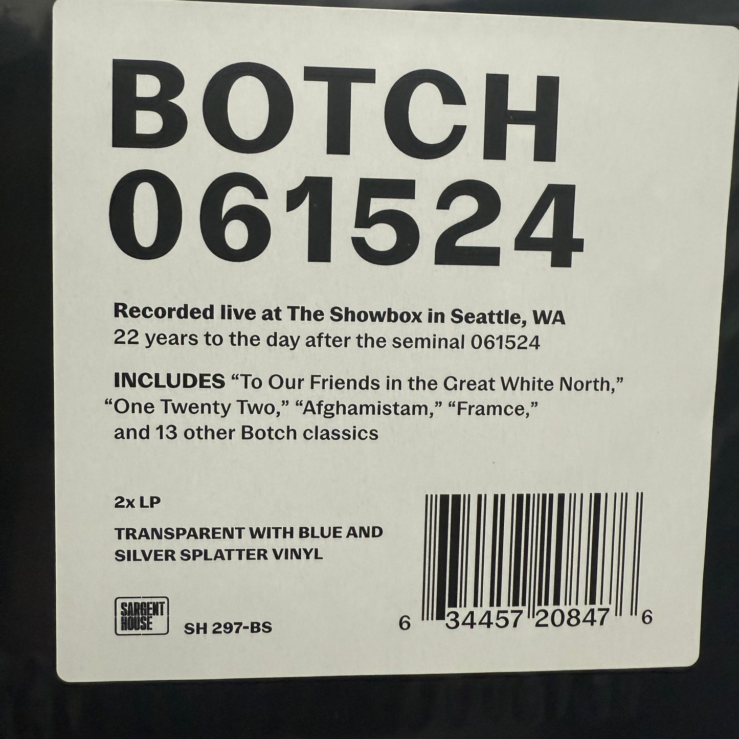 Botch - 061524 Vinyl LP Transparent w/ Blue & Silver Splatter SEALED