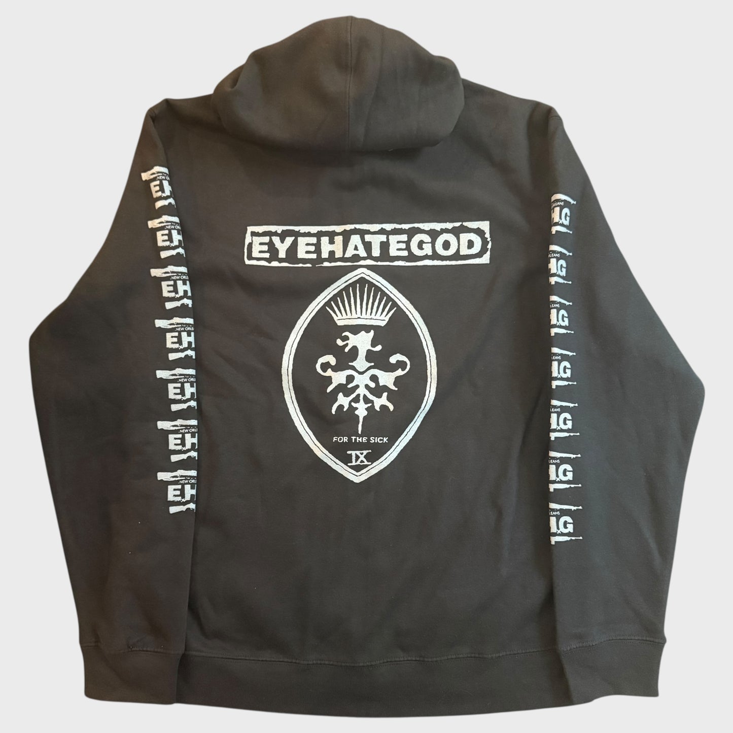 EyeHateGod Band Southern Nihilism Front (Light Gray Print) Zip Up Hoodie Size L