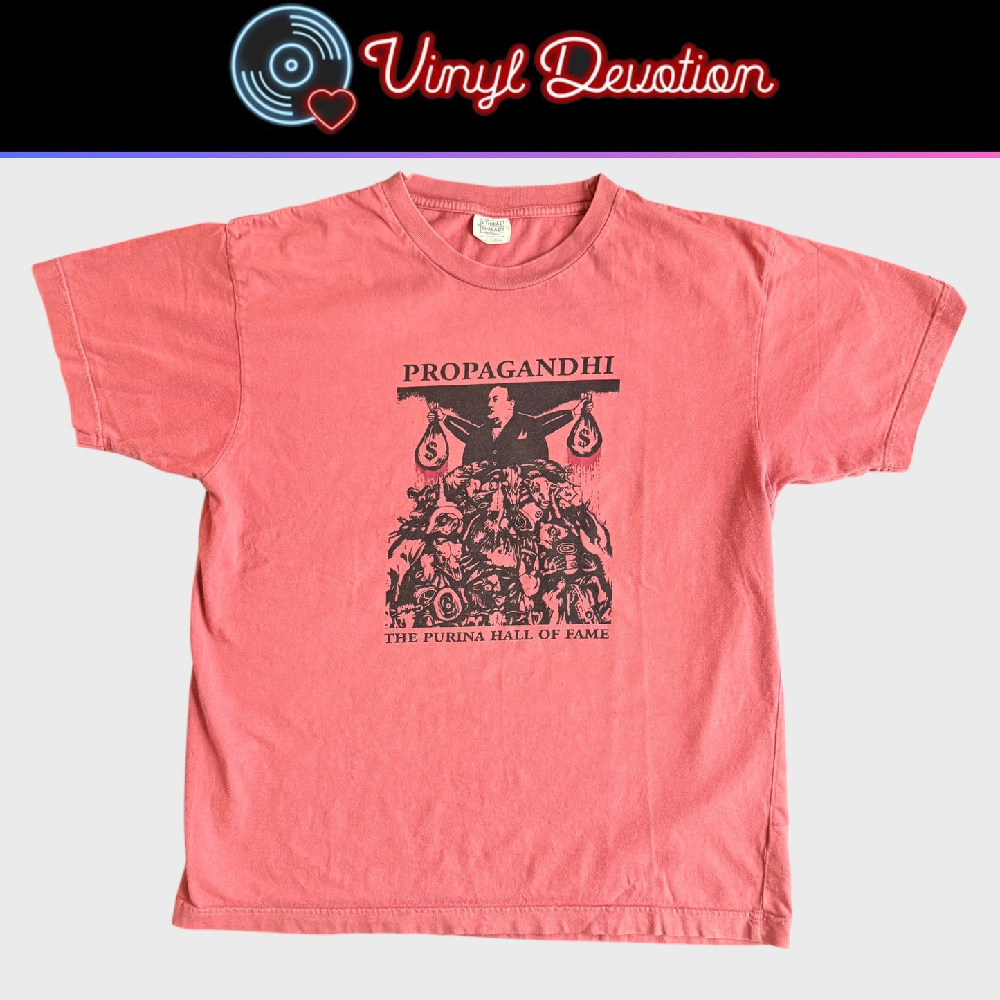 Propagandhi Band The Purina Hall Of Fame Dark Salmon T-Shirt Size L Ethical Threads