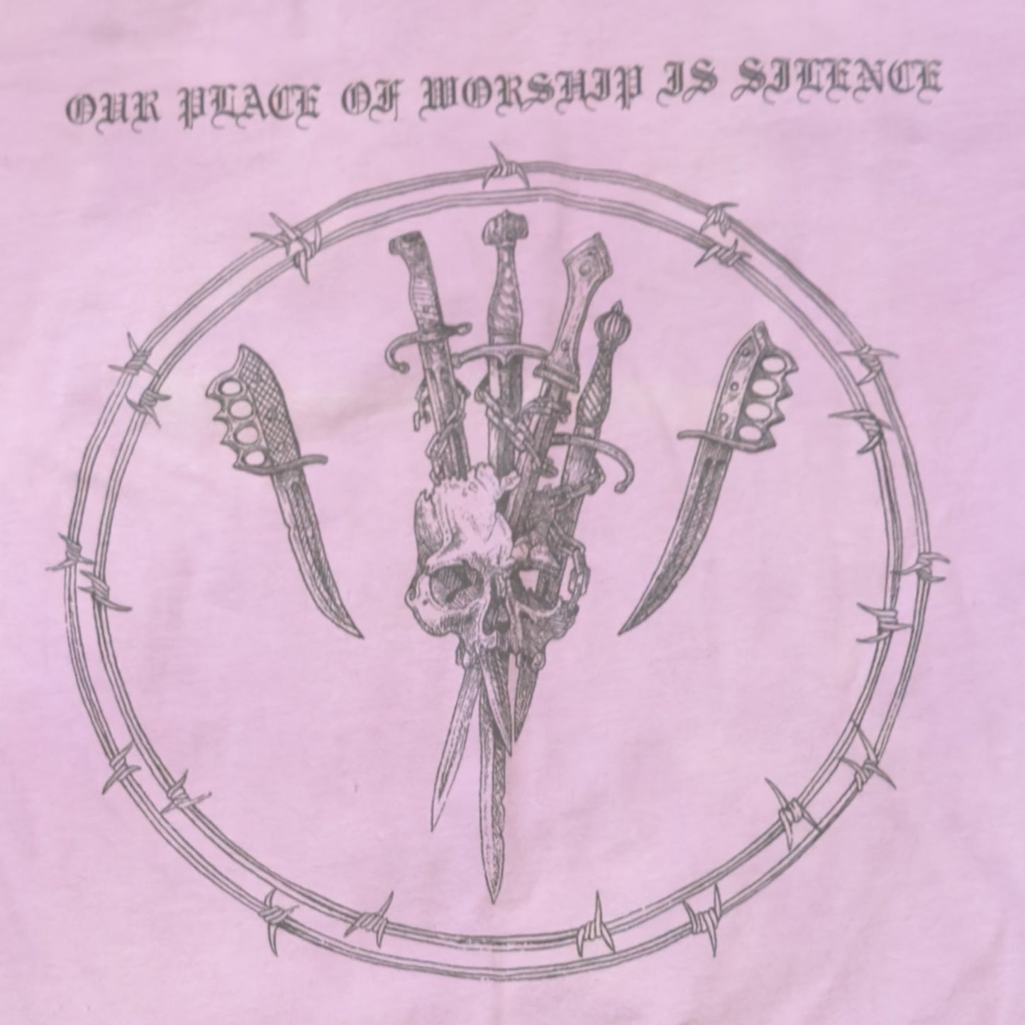 Our Place Of Worship Is Silence Band Dyed Purple T-Shirt Size L