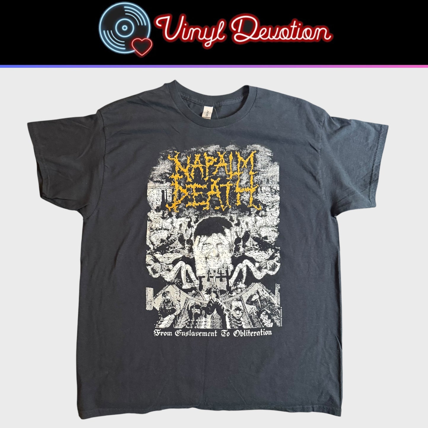 Napalm Death Band From Enslavement To Obliteration T-Shirt Size XL