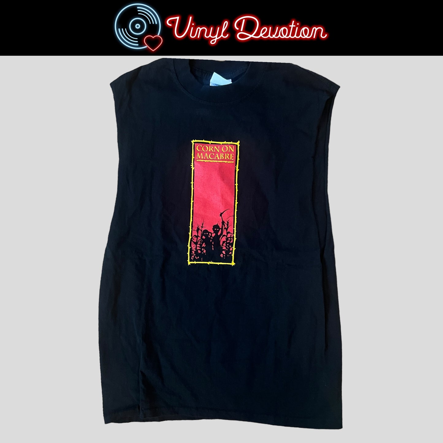 Corn On Macabre Band Vintage Y2K T-Shirt Size M Cut Sleeves