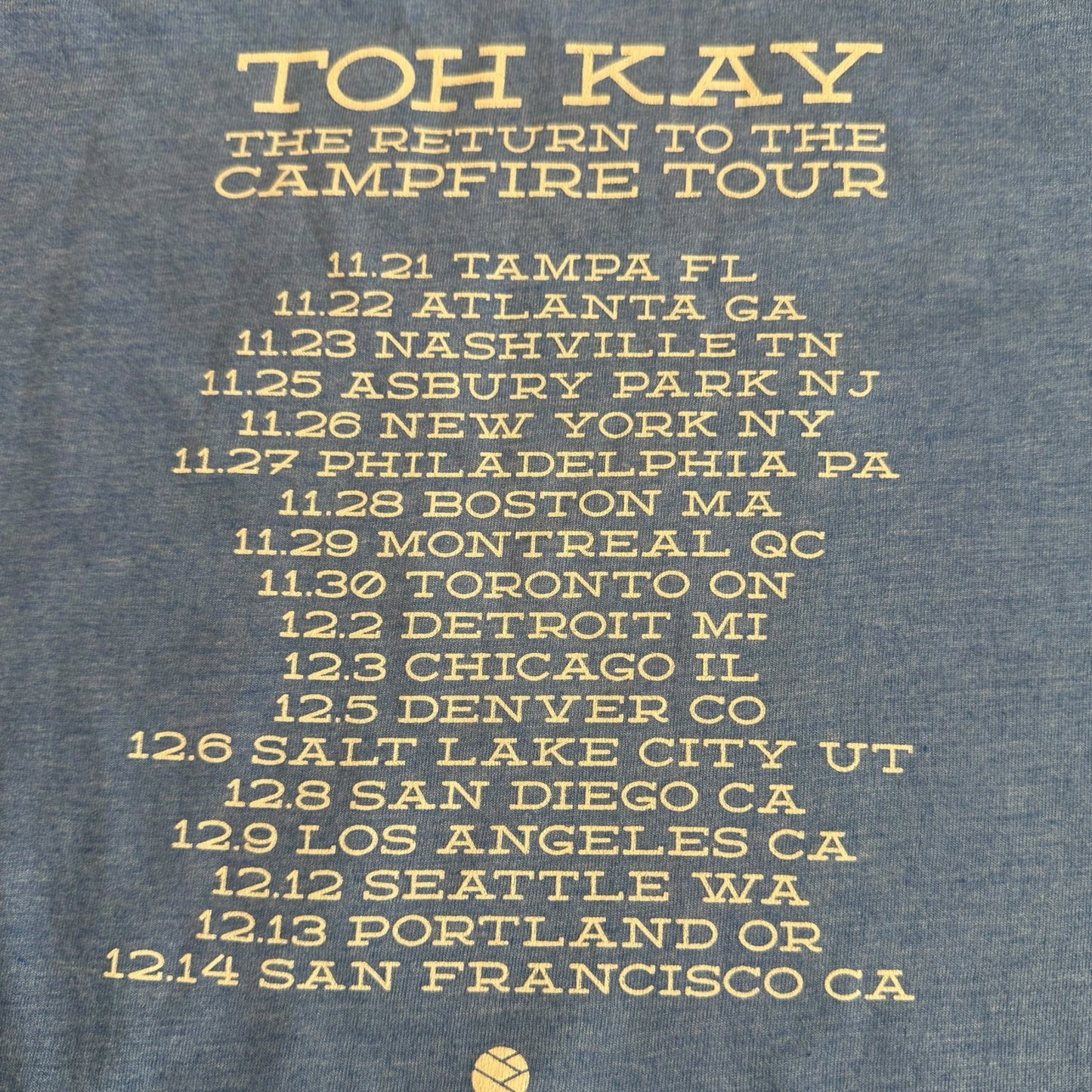 Toh Kay Band Return To Campfire 2016 Tour Blue T-Shirt Size L Streetlight Manifesto