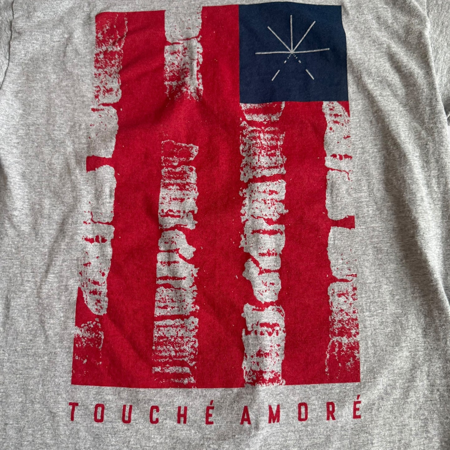 Touché Amoré Band American Flag Gray T-Shirt Size M Touche Amore