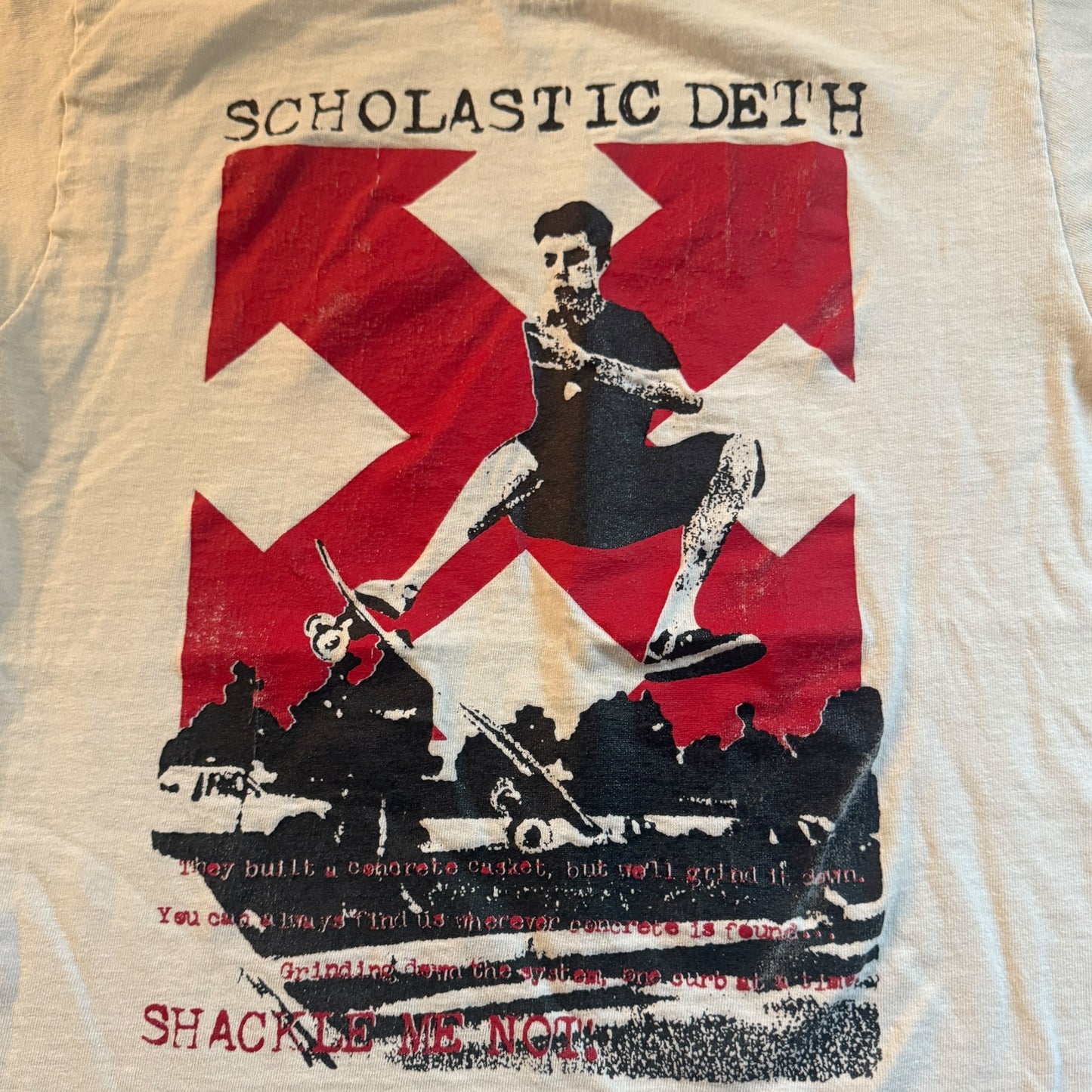 Scholastic Deth Band Shackle Me Not White Vintage T-Shirt Size S