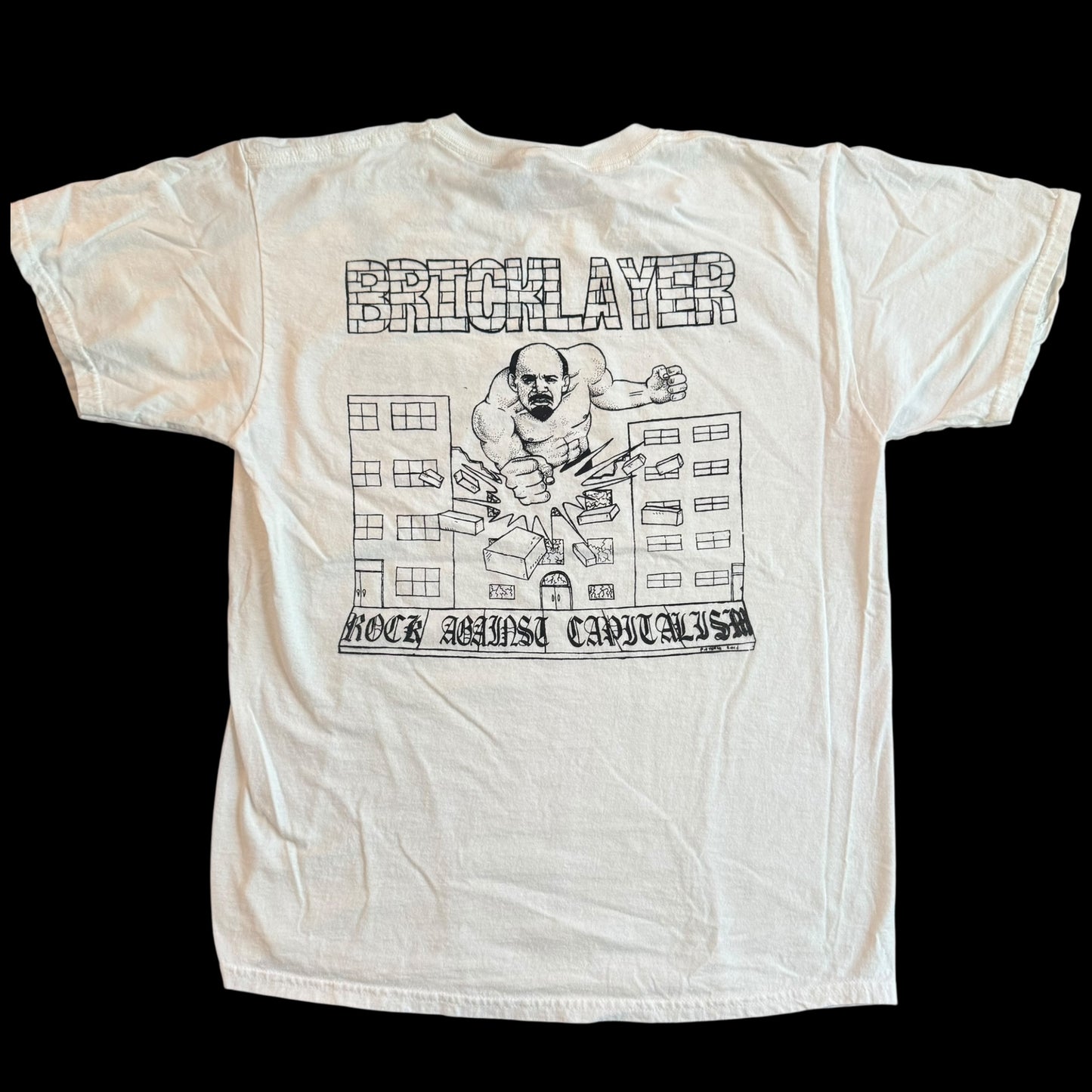 Bricklayer Oi Punk Band Rock Against Capitalism White T-Shirt Size M Angel Du$t White Wards