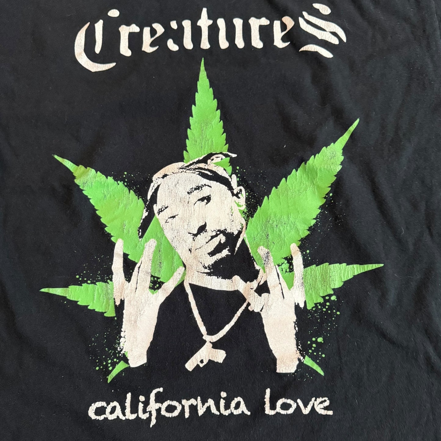 Creatures Hardcore Band California Love 2Pac T-Shirt Size L Disgrace Twitching Tongues