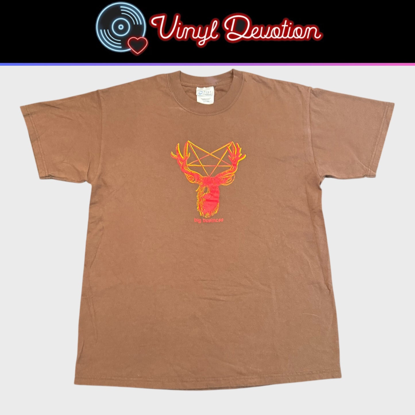 Big Business Band Pentagram Deer Brown Vintage T-Shirt Size M Karp Melvins