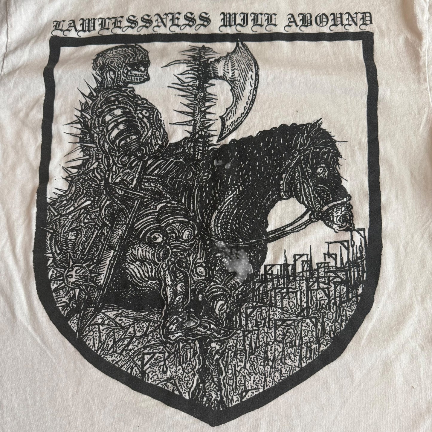Our Place Of Worship Is Silence Band Lawlessness Will Abound White T-Shirt Size M