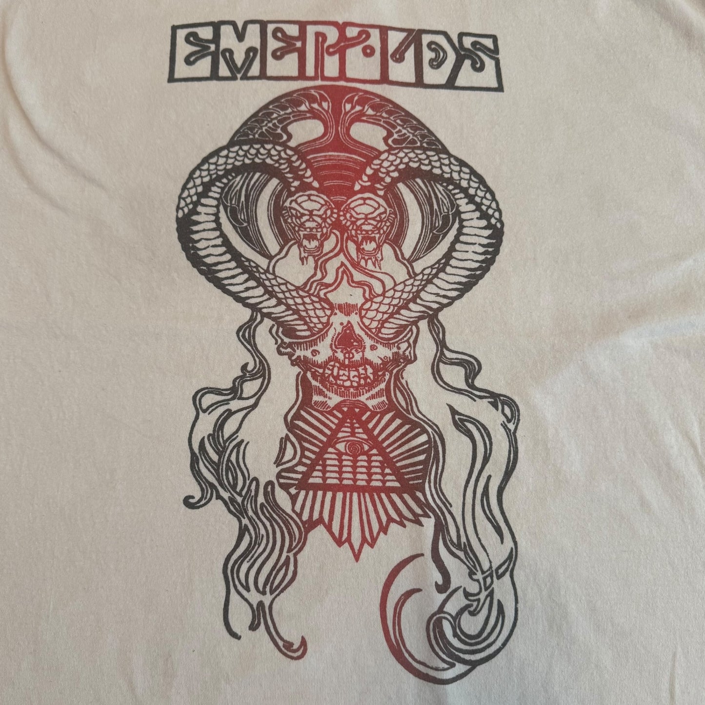 Emeralds Metal Band Cobra White T-Shirt Size L Pentagram Radio Moscow Space Vacation