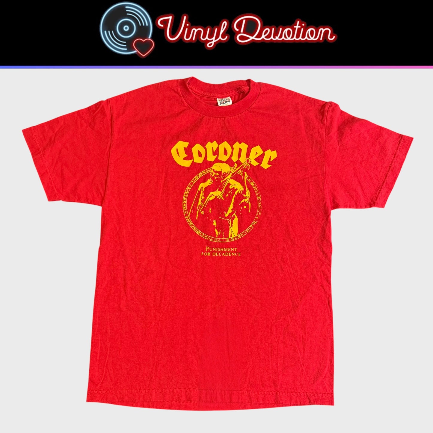 Coroner Band Punishment For Decadence Red T-Shirt Size L
