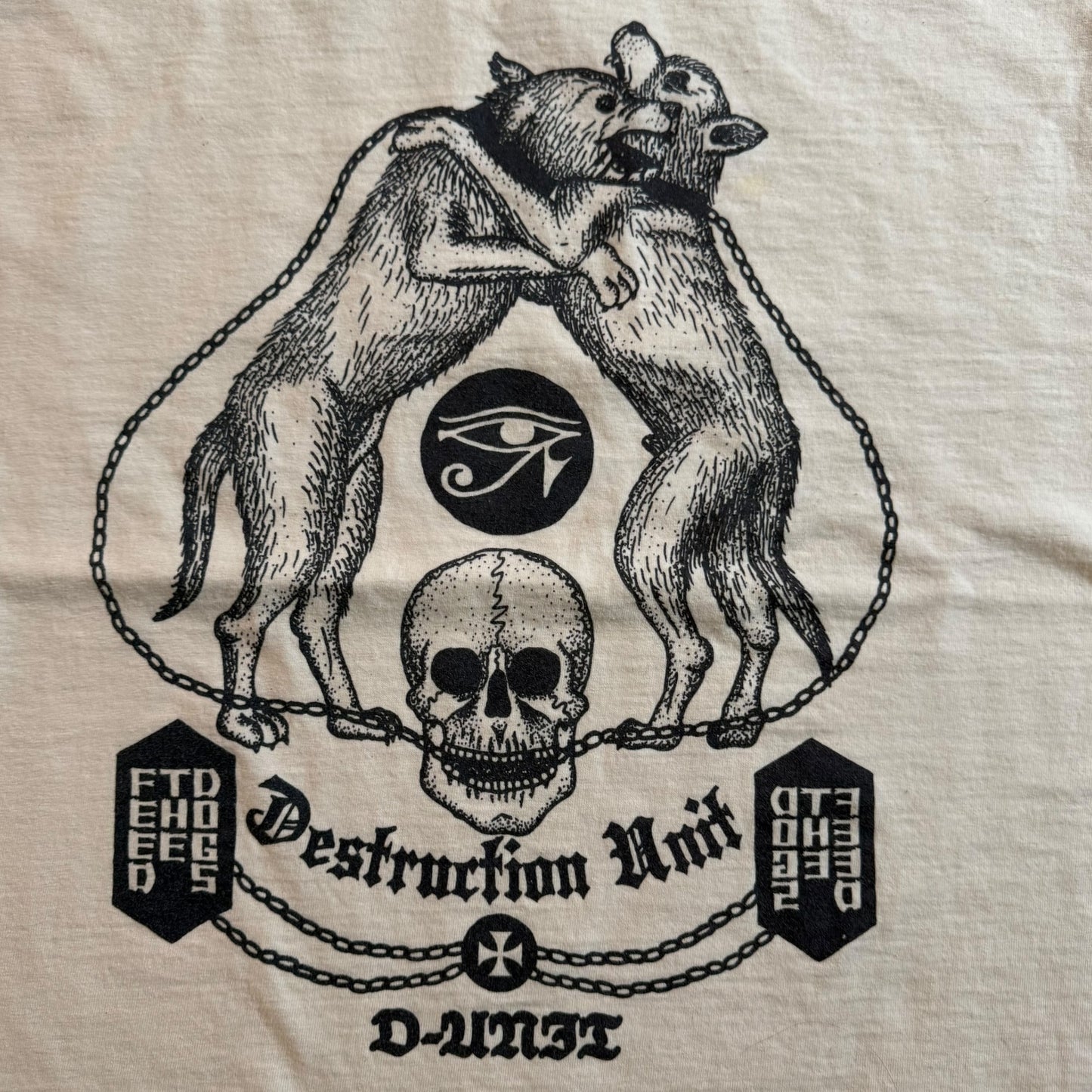 Destruction Unit Band Feed The Dogs White T-Shirt Size M Marshstepper