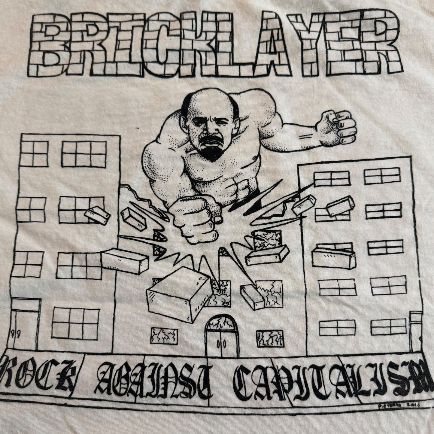 Bricklayer Oi Punk Band Rock Against Capitalism White T-Shirt Size M Angel Du$t White Wards