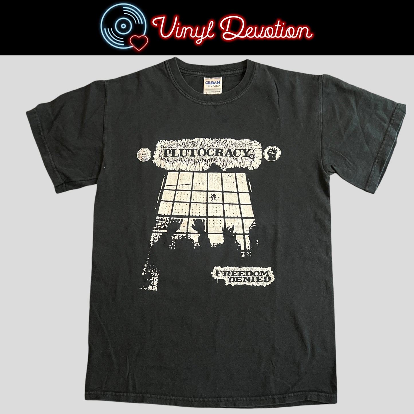 Plutocracy Band Freedom Denied Vintage Y2K T-Shirt Size S