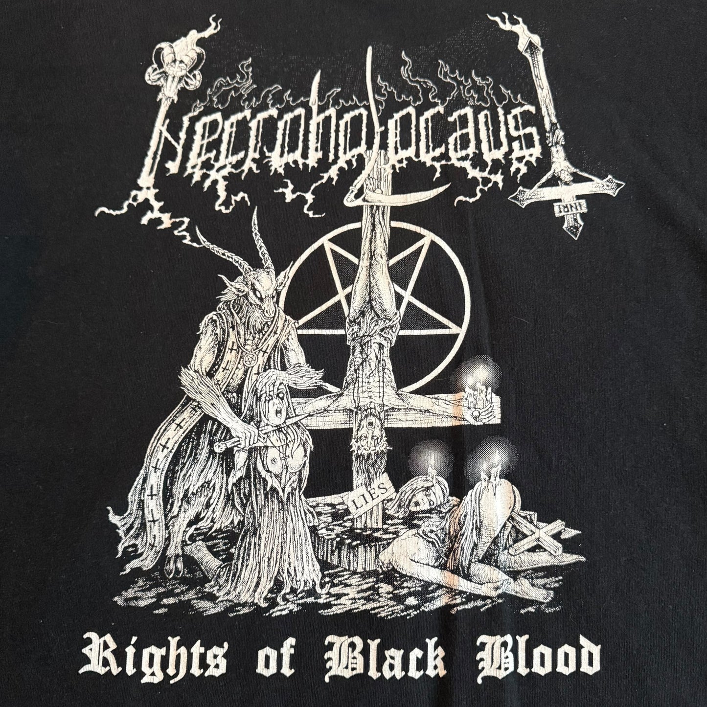 Necroholocaust Band Rites Of Black Blood T-Shirt Size L Satanik Goat Ritual