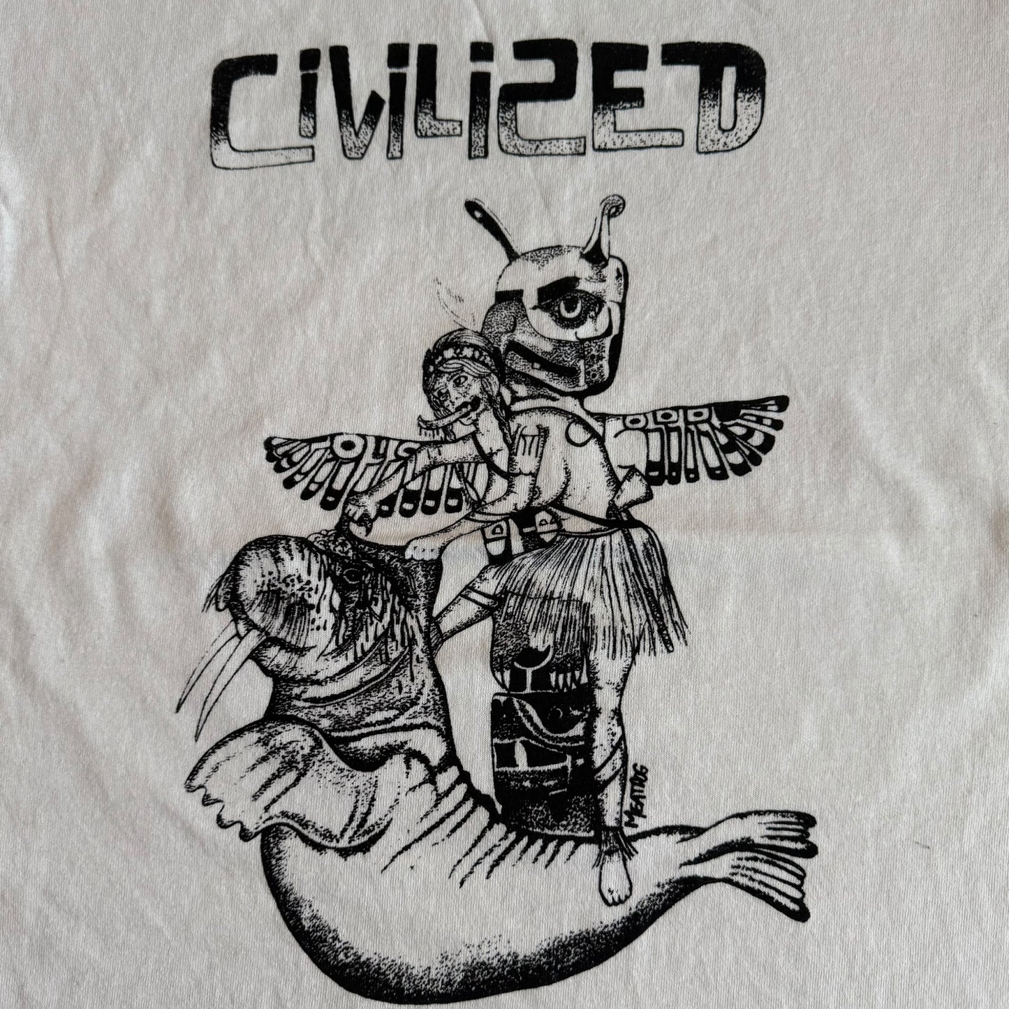 Civilized Denver Hardcore Band White T-Shirt Size M Meatdog