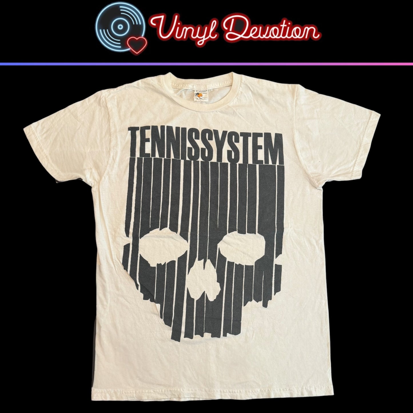 Tennis System Band Skull White T-Shirt Size L Shoegaze Psych Rock