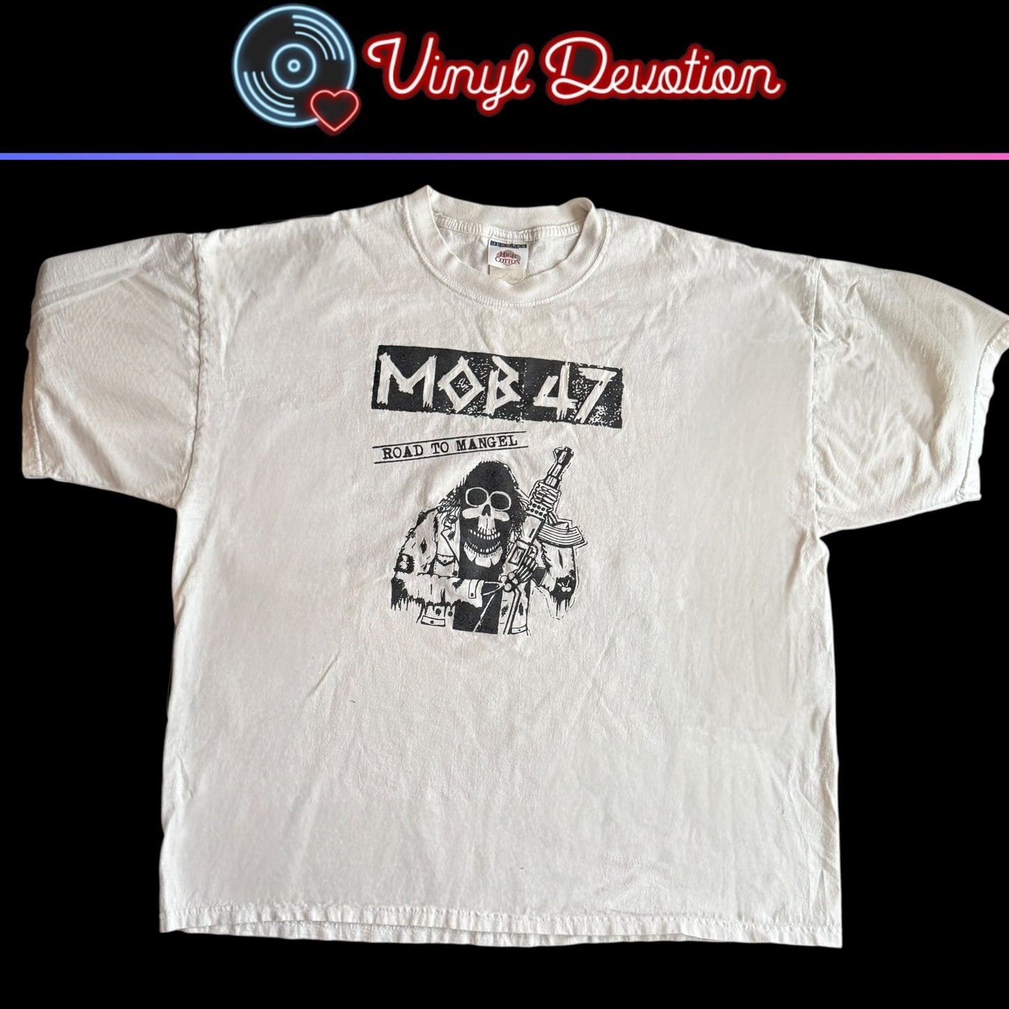 Mob 47 Band Road To Mangel Y2K Vintage White T-Shirt Size XL Fits Like XXL