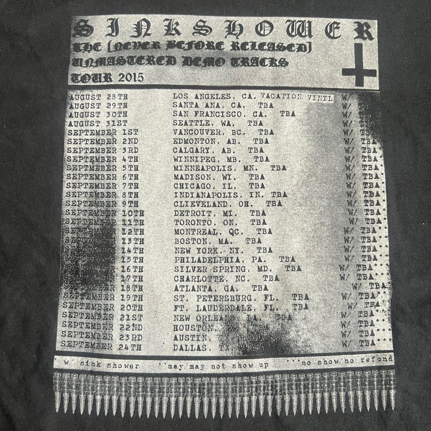 Sink Shower Band Unmastered Demo Tracks T-Shirt Size L