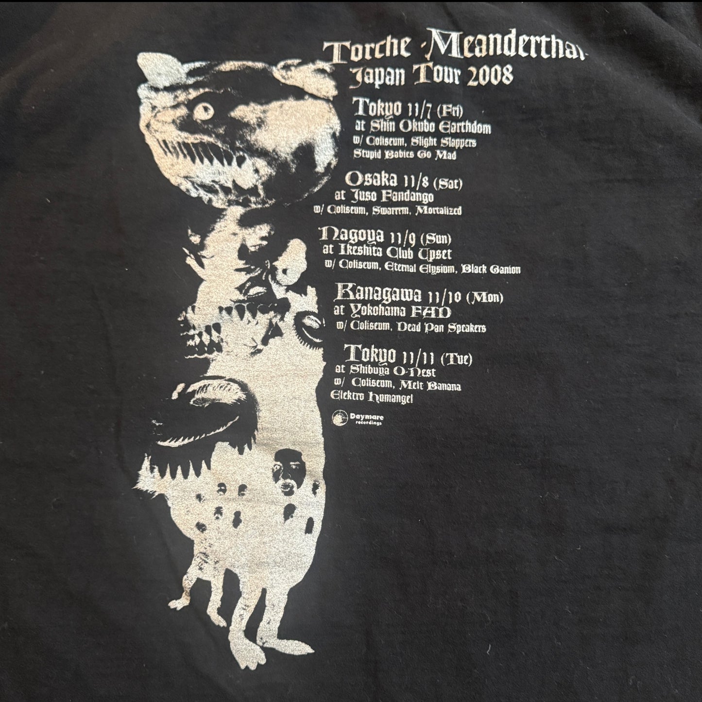 Torche Band Meanderthal 2008 Japan Tour T-Shirt Size L Floor Cavity Kylesa Wrong Psychic Mirrors