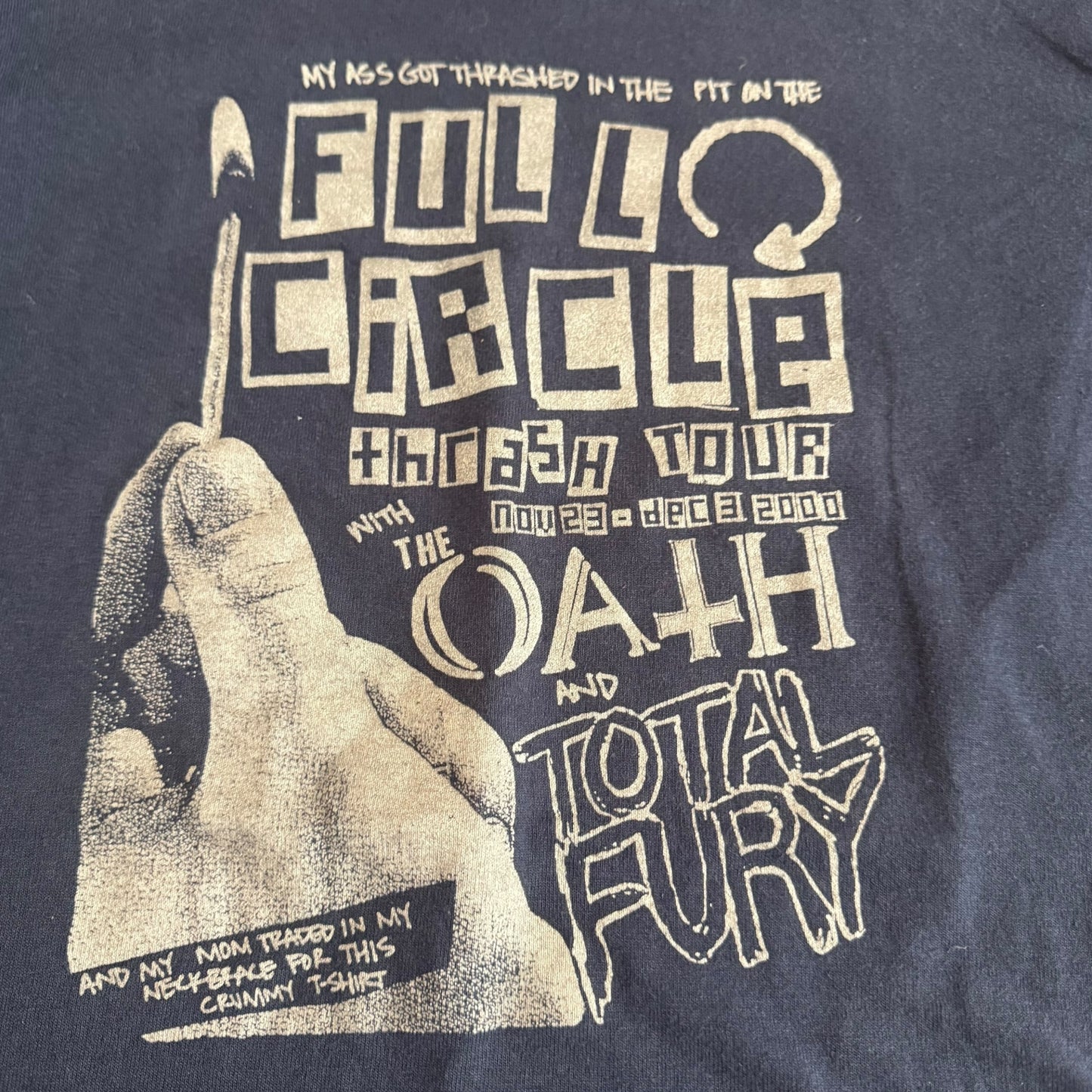 Das Oath / The Fury Band Full Circle Thrash Tour 2000 Vintage T-Shirt Size S