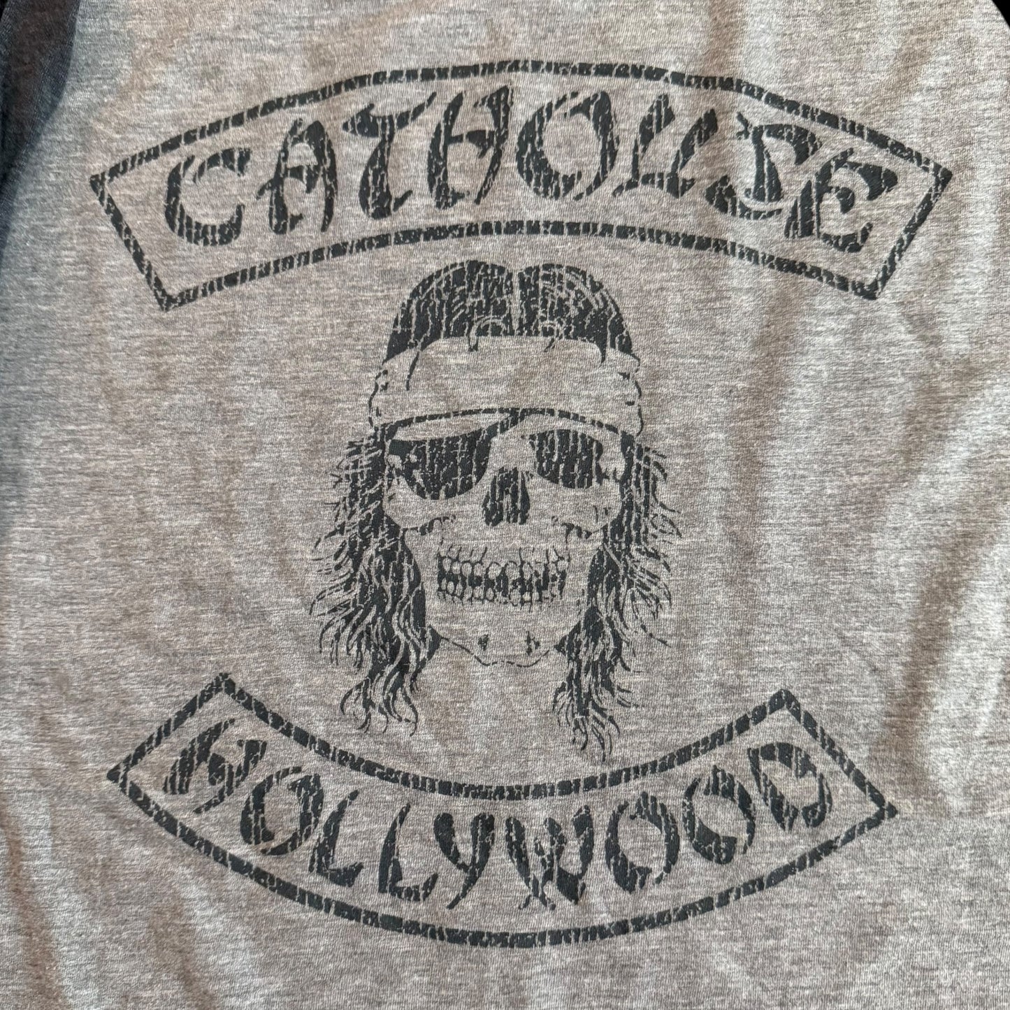Riki Rachtman's World Famous Cathouse Raglan T-Shirt Size L Los Angeles Venue
