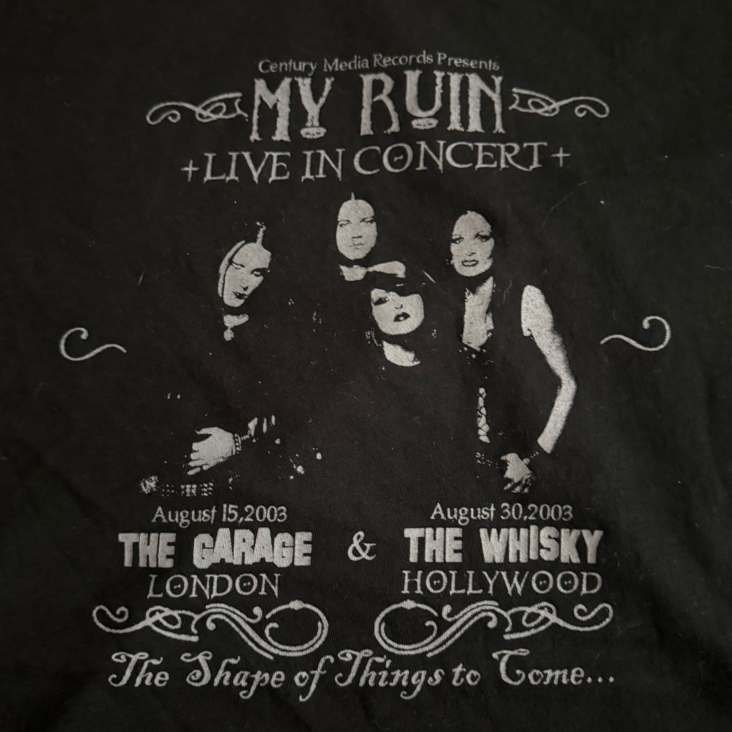 My Ruin Band 2003 Tour Shape Of Things To Come Vintage T-Shirt Size L Tura Satana Manhole