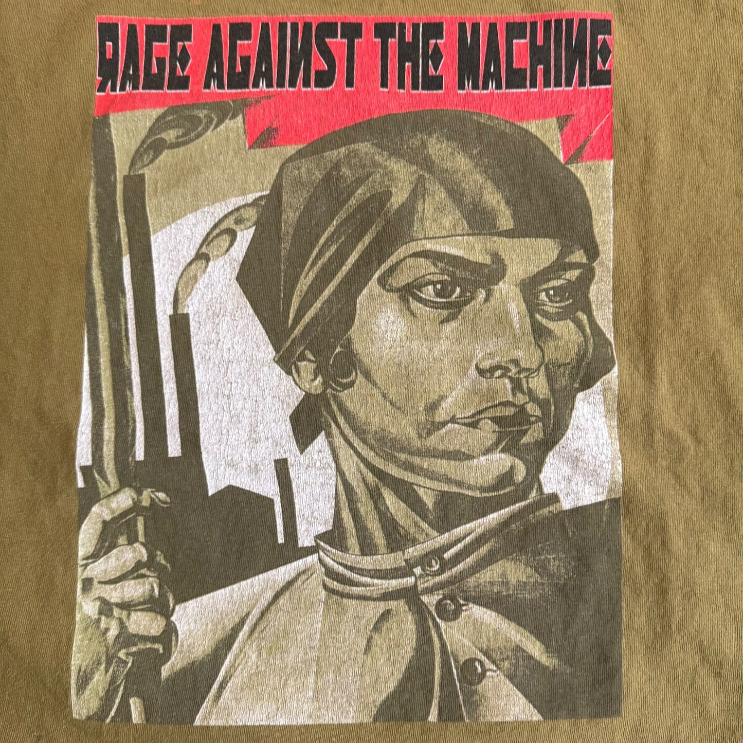 Rage Against The Machine Band UN Report Army Green Vintage T-Shirt Size XL
