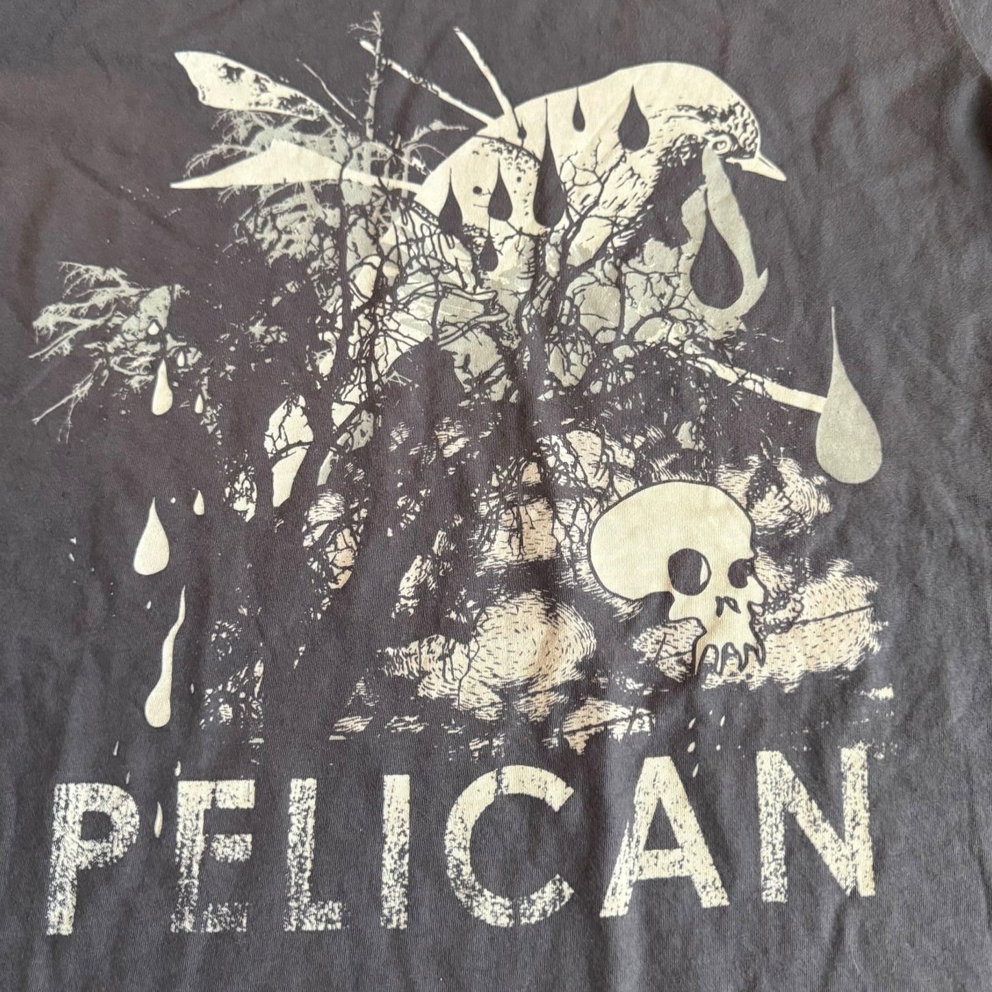 Pelican Band x Robotic Boot Bird + Skull Gray T-Shirt Size XL