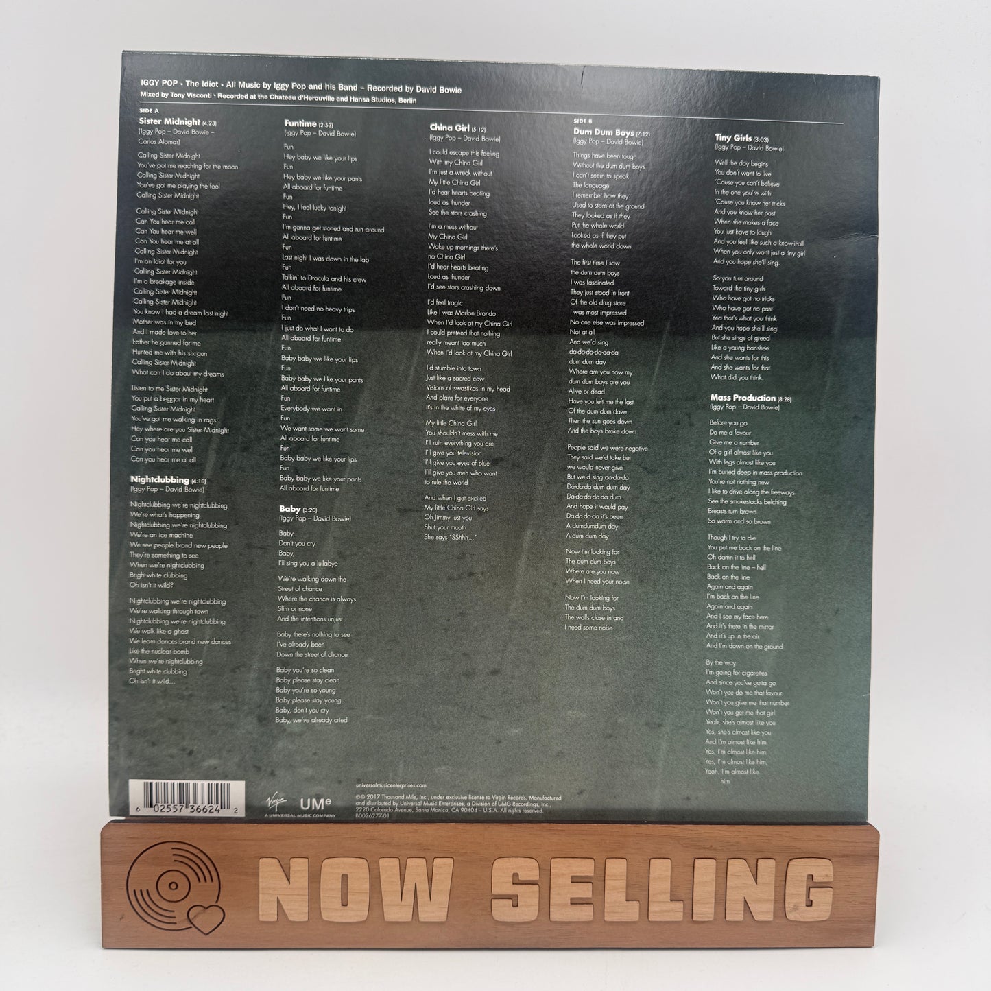 Iggy Pop - The Idiot Vinyl LP 2017 Reissue