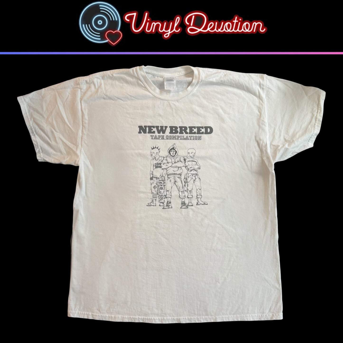 New Breed! Tape Compilation White T-Shirt Size XL Outburst Life's Blood Our Gang Uppercut