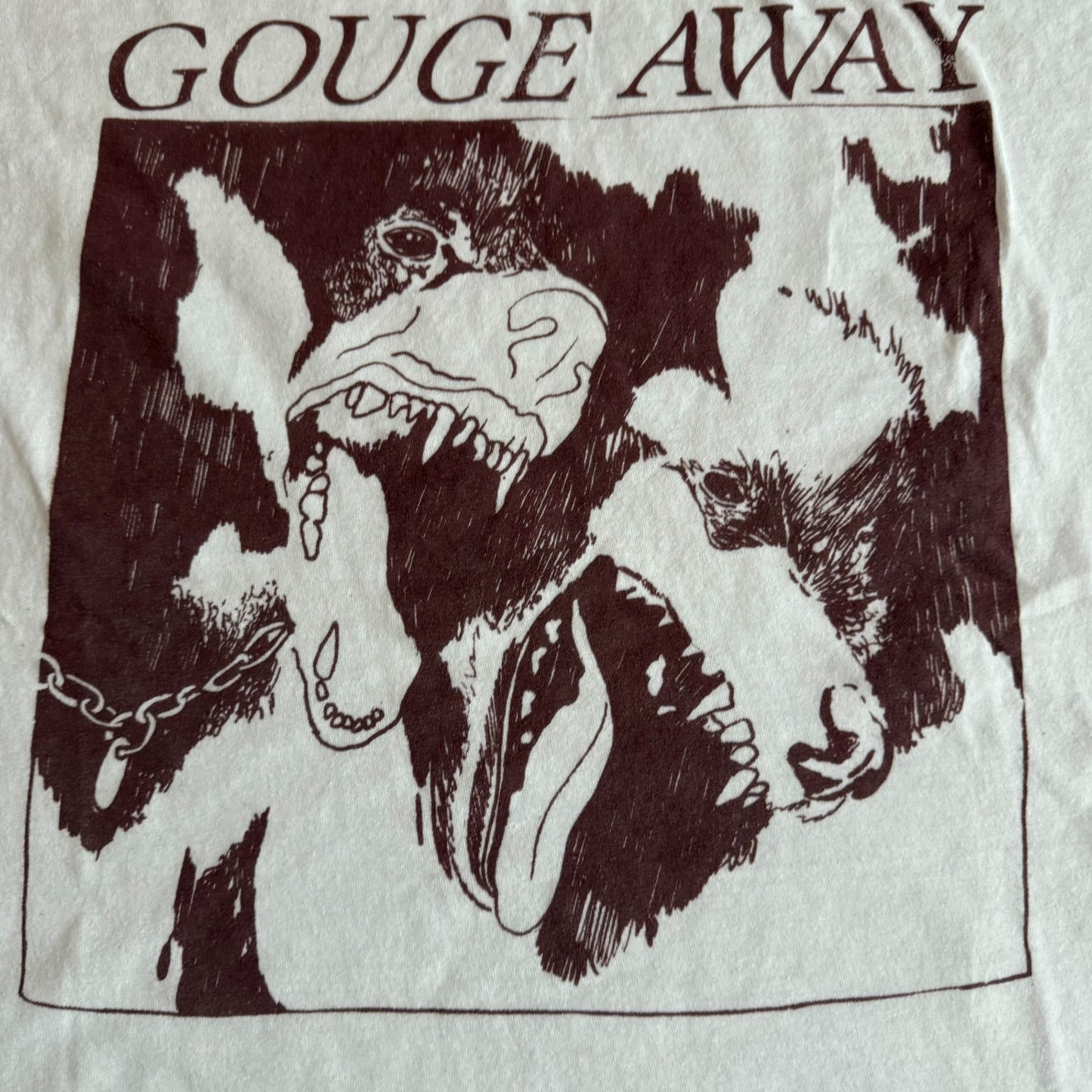 Gouge Away Band Burnt Sugar White T-Shirt Size XL