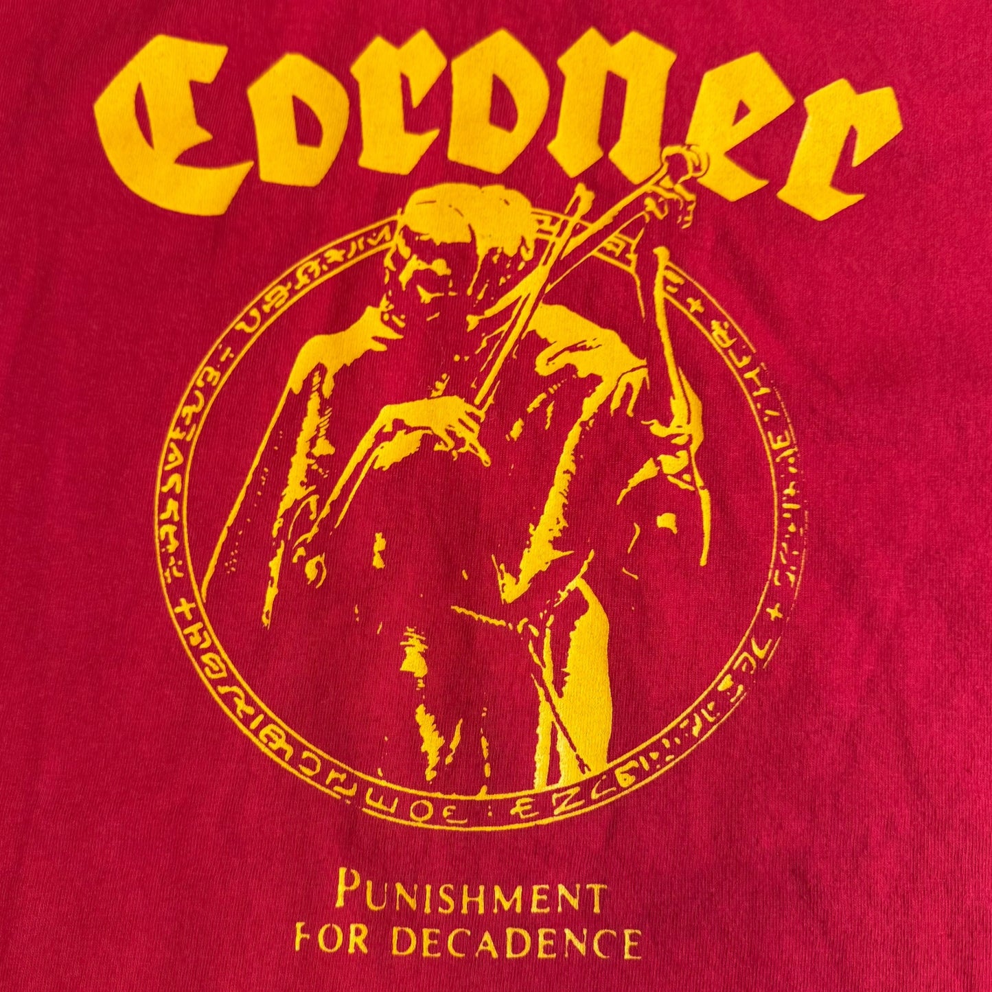 Coroner Band Punishment For Decadence Red T-Shirt Size L
